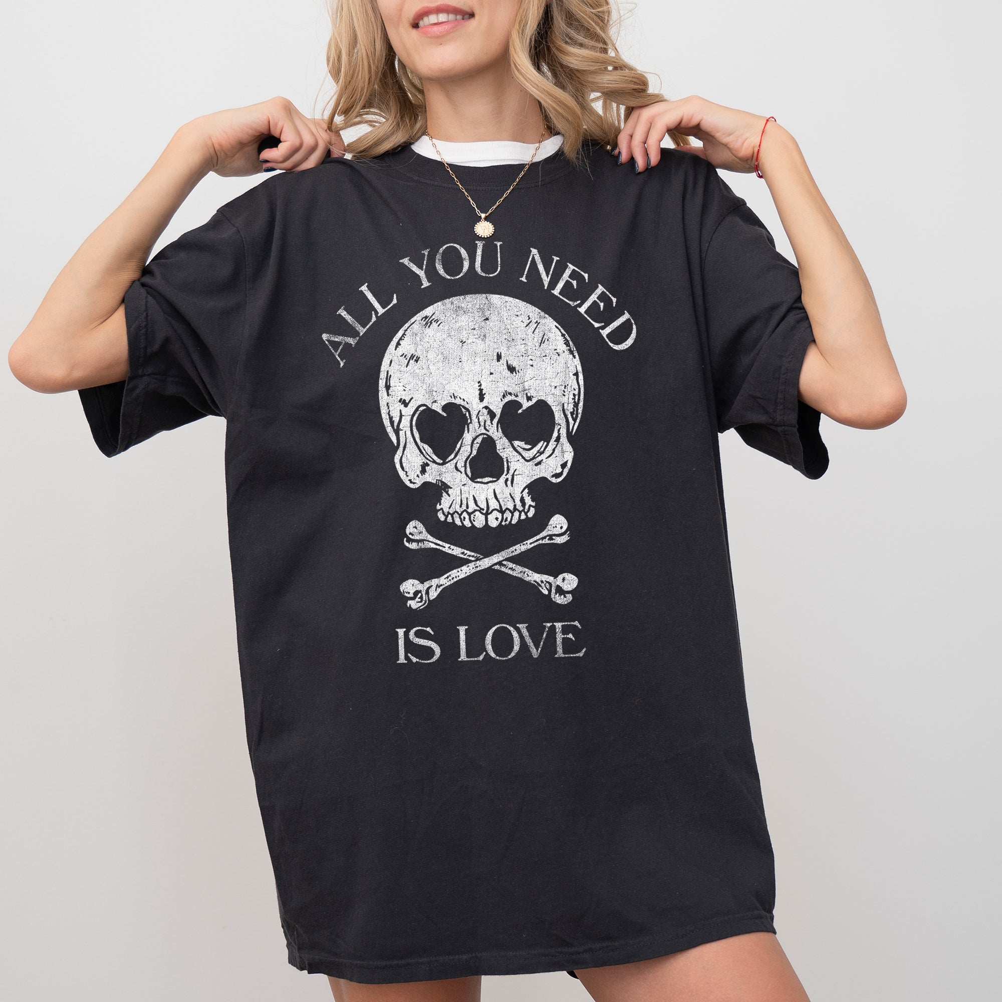 All You Need Is Love Skull Witch Meme Halloween Spooky Costume Comfort Colors Tee