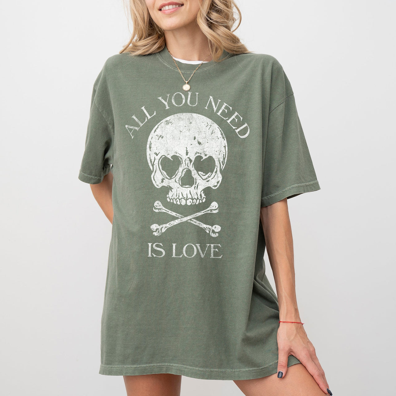All You Need Is Love Skull Witch Meme Halloween Spooky Costume Comfort Colors Tee