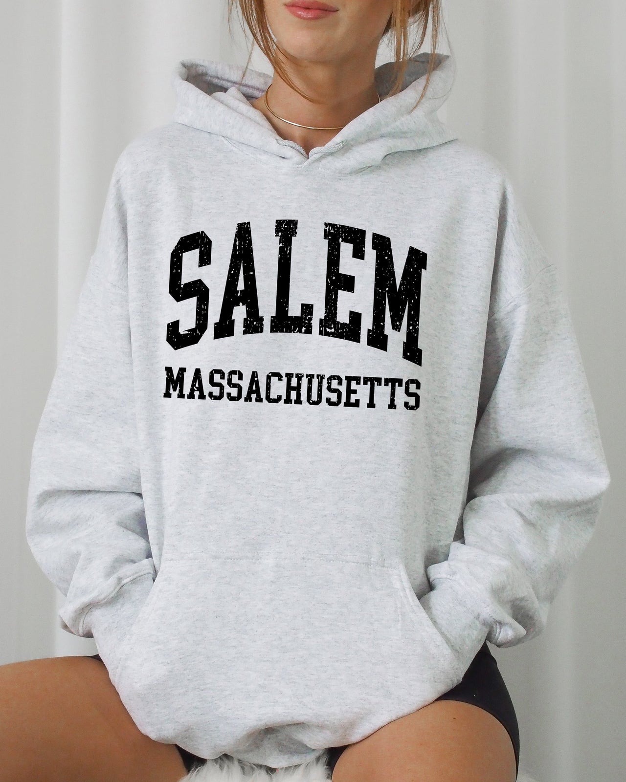 Salem Massachusetts Witch Halloween Spooky Costume Graphic Vintage Limited Edition Hooded Sweatshirt