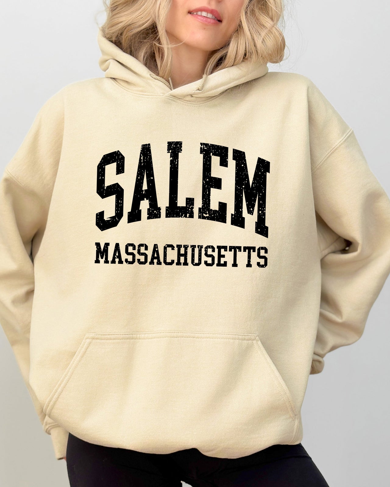 Salem Massachusetts Witch Halloween Spooky Costume Graphic Vintage Limited Edition Hooded Sweatshirt