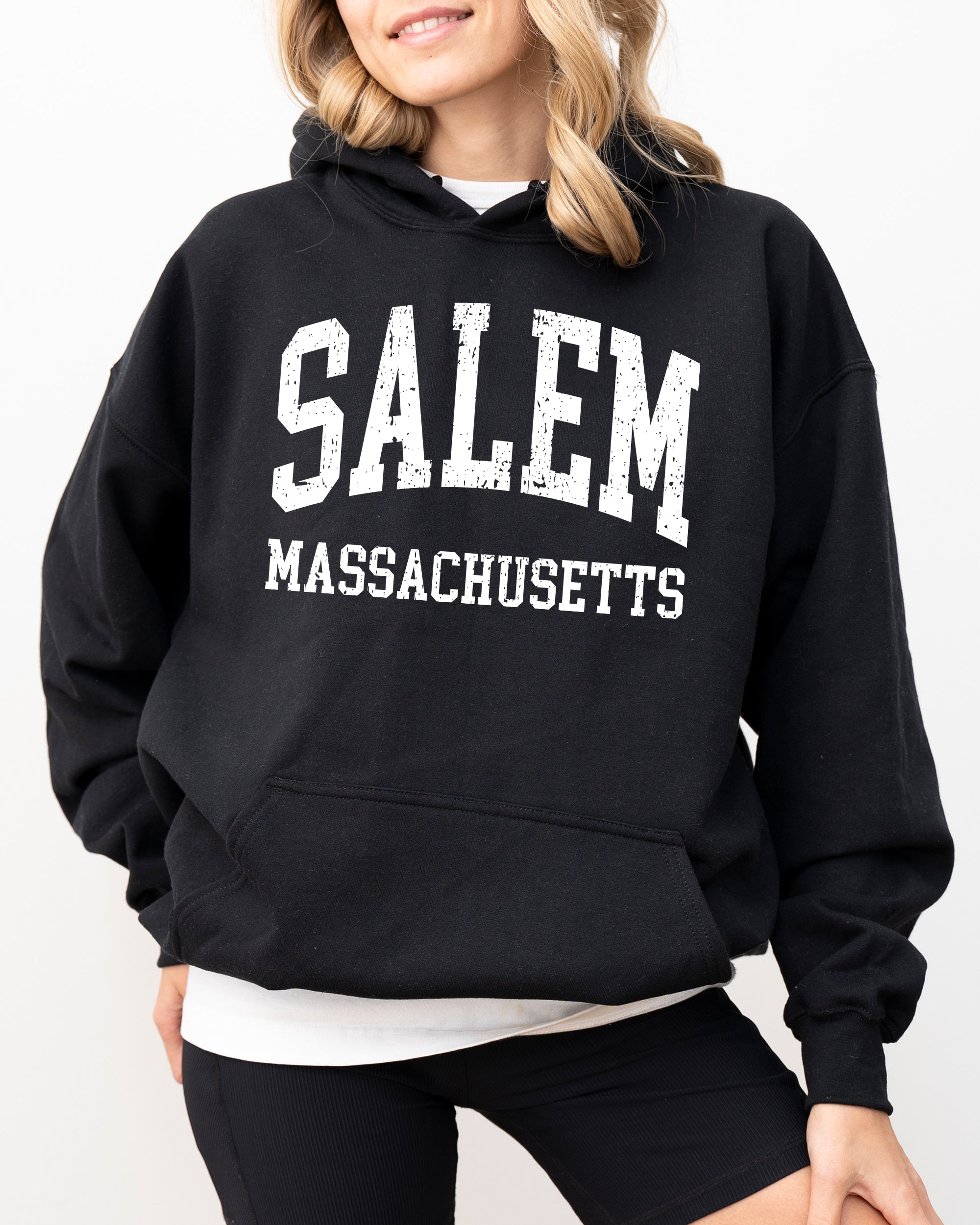 Salem Massachusetts Witch Halloween Spooky Costume Graphic Vintage Limited Edition Hooded Sweatshirt