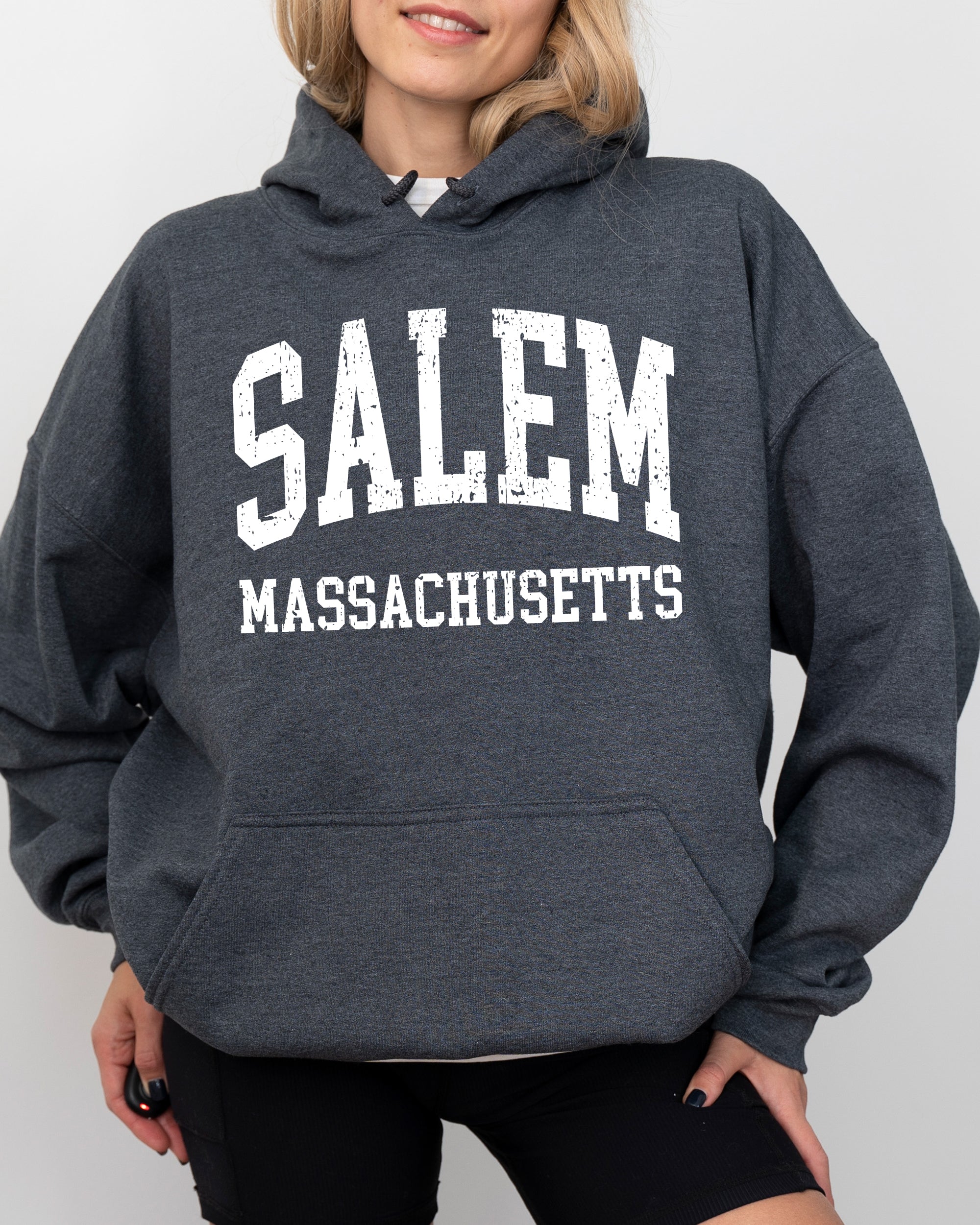 Salem Massachusetts Witch Halloween Spooky Costume Graphic Vintage Limited Edition Hooded Sweatshirt