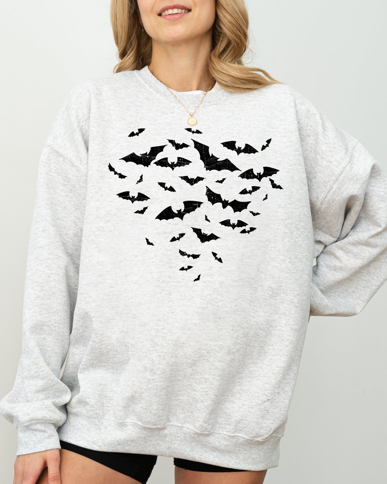 Flying Bats Halloween Spooky Witch Meme Costume Cozy Warm Soft Graphic Sweatshirt