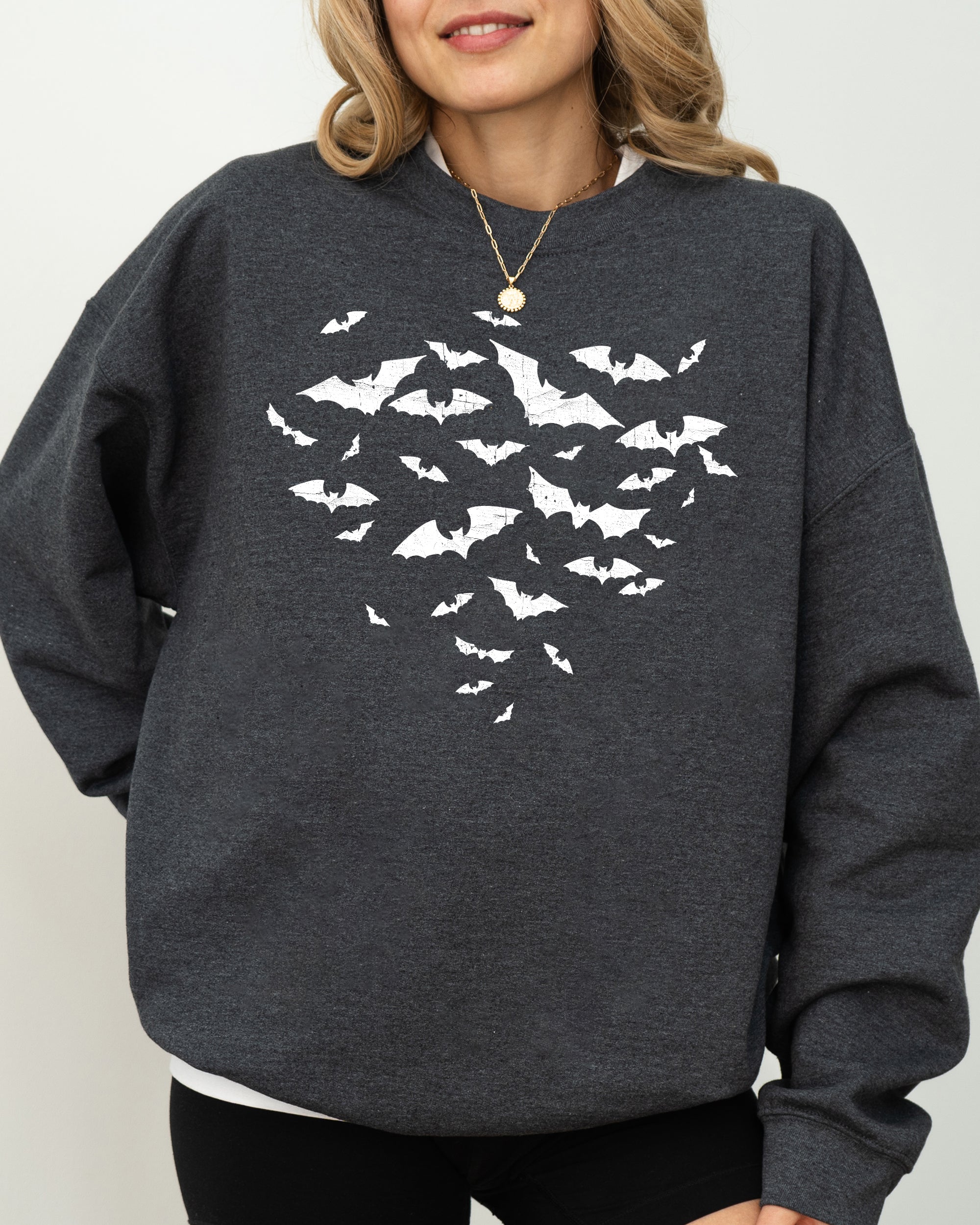 Flying Bats Halloween Spooky Witch Meme Costume Cozy Warm Soft Graphic Sweatshirt