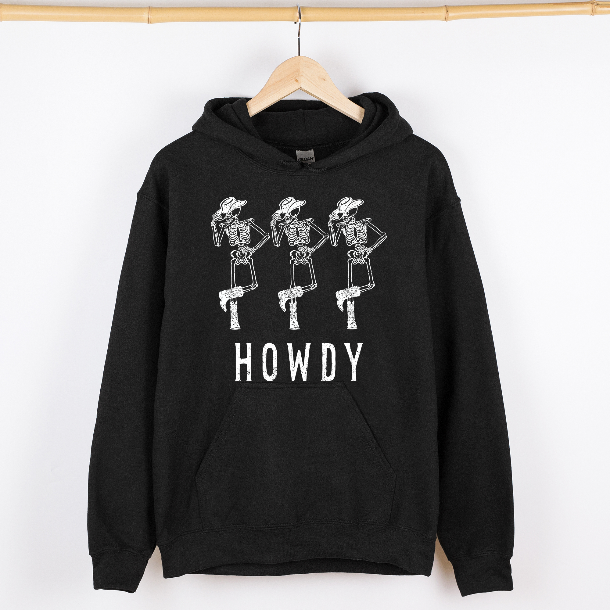 Howdy Skeleton Cowboy Ghost Witch Aesthetic Meme Halloween Spooky Graphic Hoodie