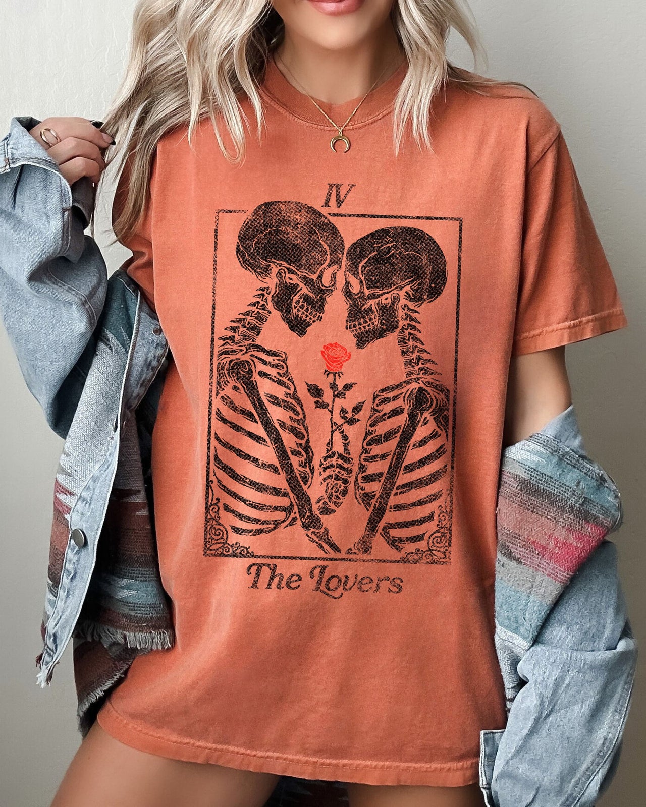 The Lovers Skeleton Ghost Witch Aesthetic Meme Halloween Spooky Costume Comfort Colors Tee