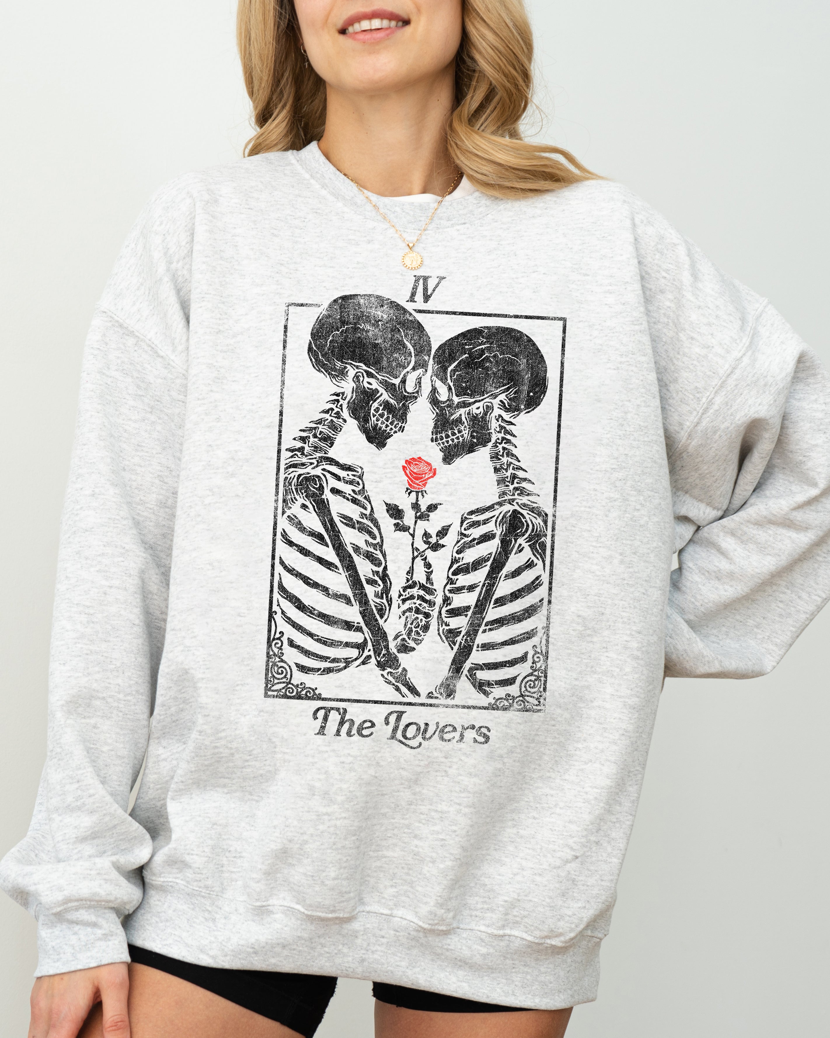 The Lovers Skeleton Ghost Witch Meme Aesthetic Halloween Spooky Horror Night Cozy Sweatshirt