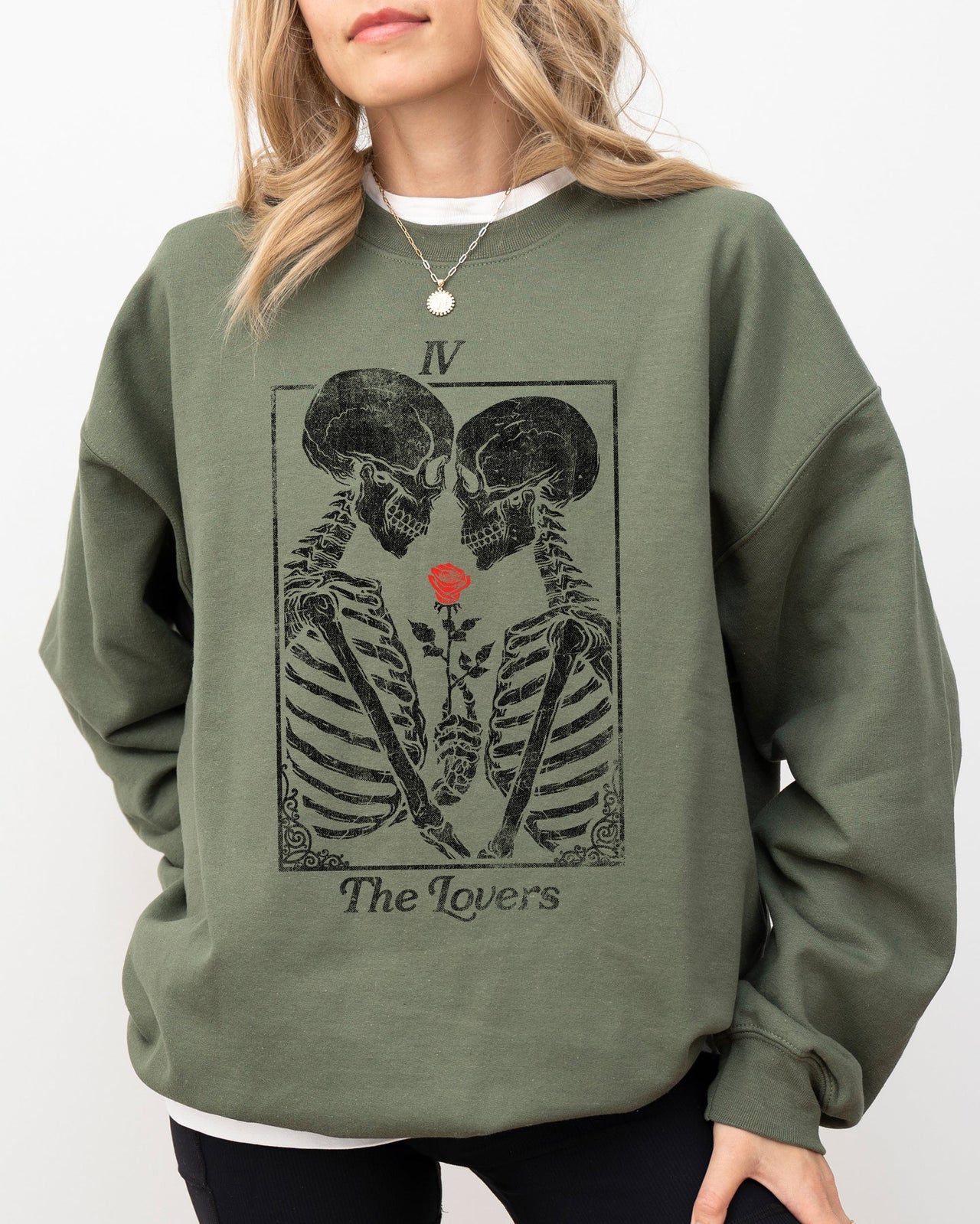 The Lovers Skeleton Ghost Witch Meme Aesthetic Halloween Spooky Horror Night Cozy Sweatshirt