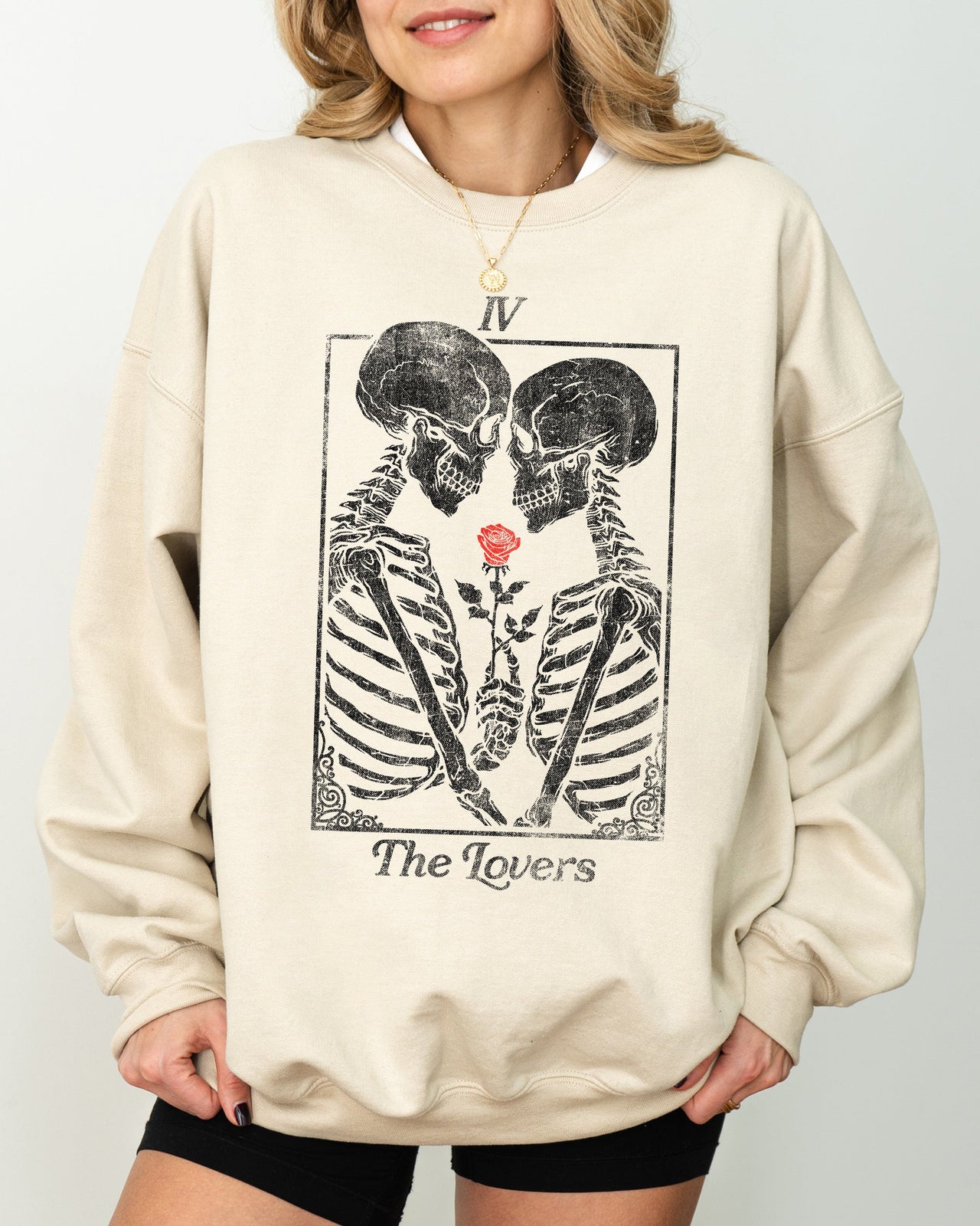 The Lovers Skeleton Ghost Witch Meme Aesthetic Halloween Spooky Horror Night Cozy Sweatshirt