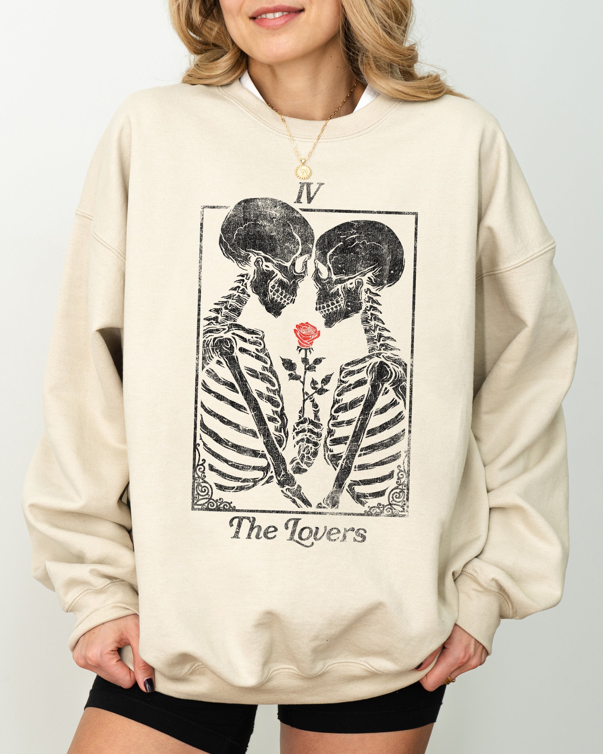 The Lovers Skeleton Ghost Witch Meme Aesthetic Halloween Spooky Horror Night Cozy Sweatshirt