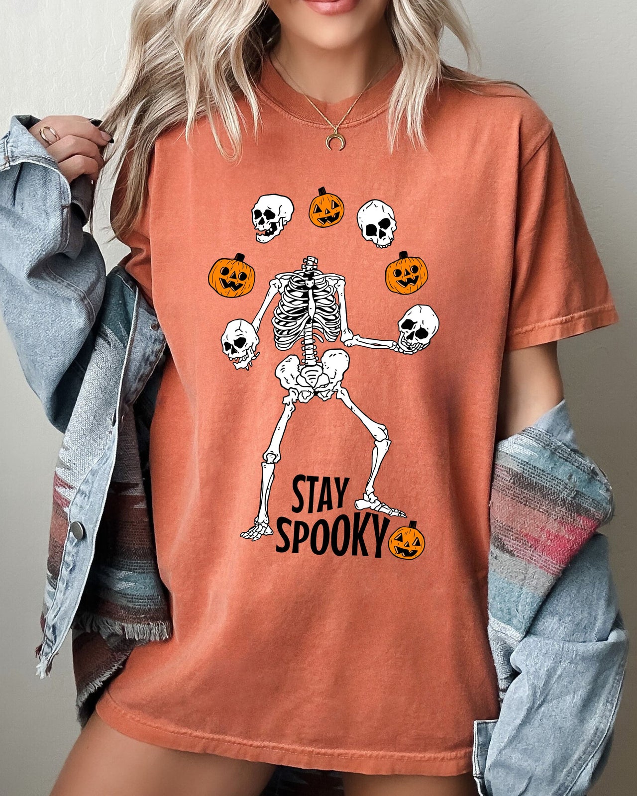 Stay Spooky Skeleton Ghost Witch Halloween Costume Classic Design Comfort Colors Tee