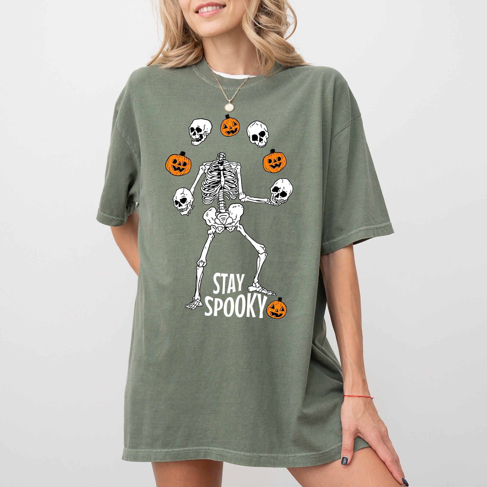 Stay Spooky Skeleton Ghost Witch Halloween Costume Classic Design Comfort Colors Tee