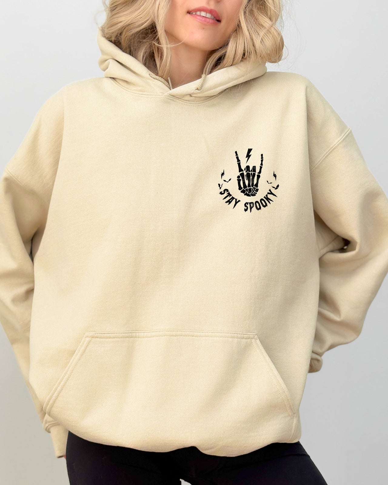 Stay Spooky Pocket Skeleton Ghost Witch Halloween Costume Graphic Design Edition Hoodie