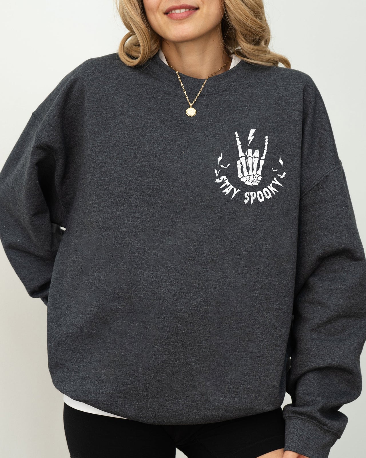 Stay Spooky Pocket Skeleton Ghost Witch Meme Halloween Spooky Costume Sweatshirt