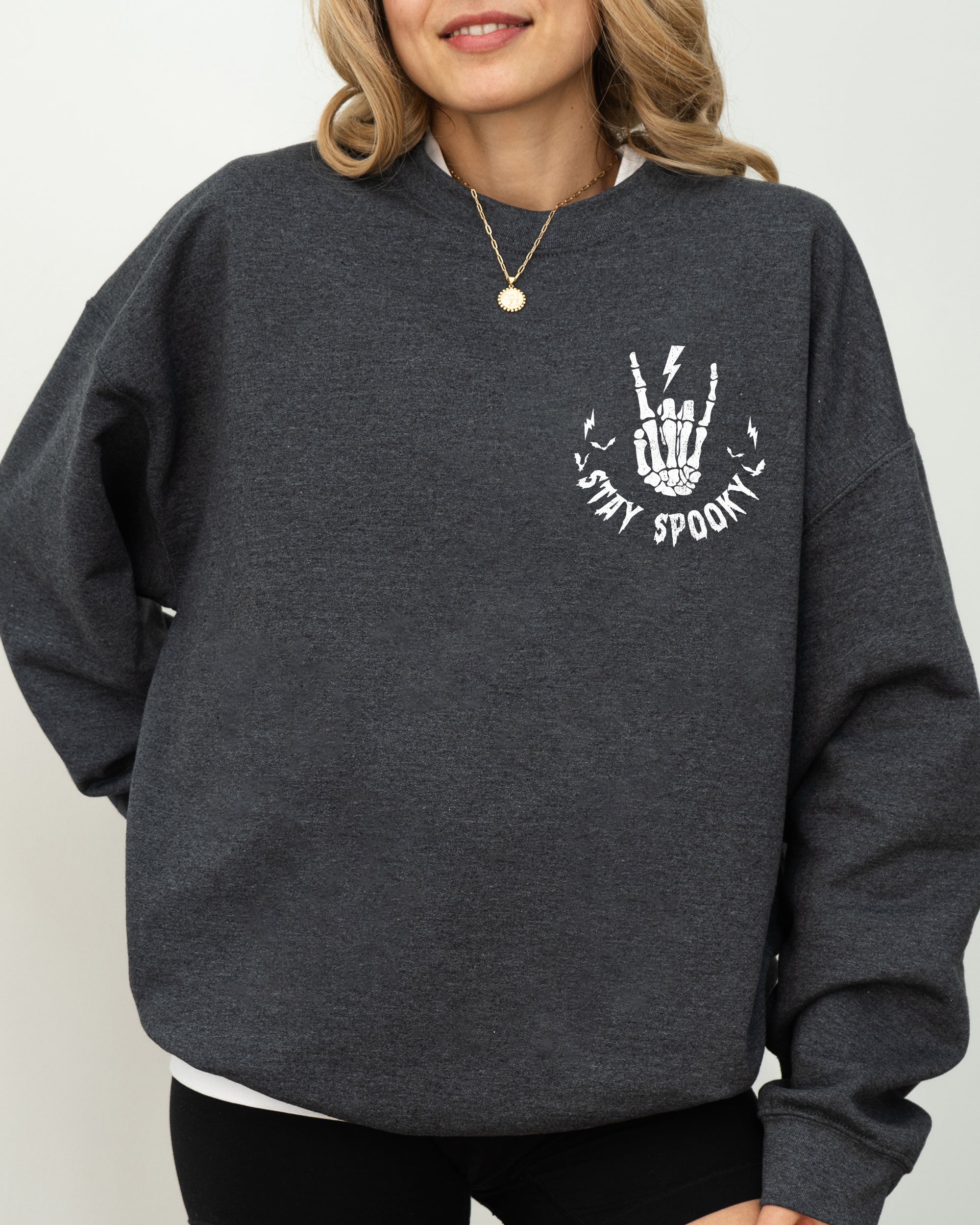 Stay Spooky Pocket Skeleton Ghost Witch Meme Halloween Spooky Costume Sweatshirt