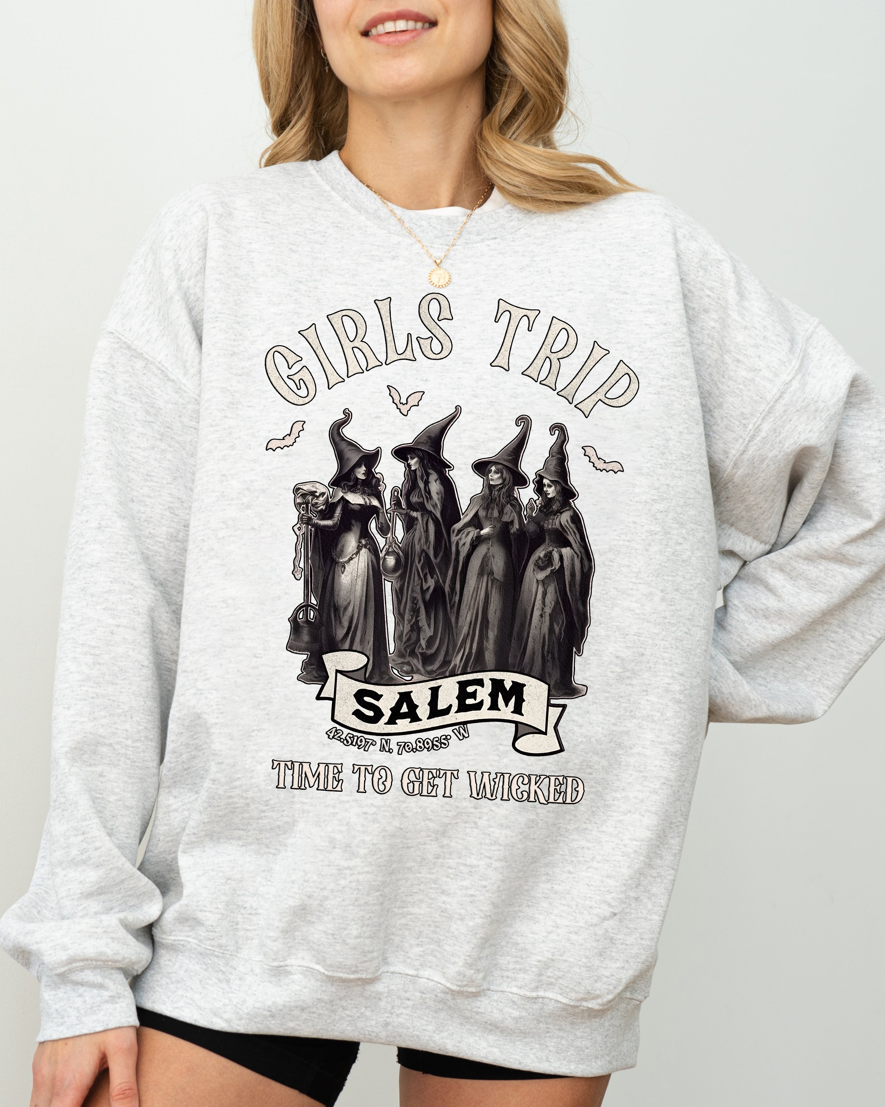 Girls Trip Salem Skeleton Ghost Witch Halloween Spooky Meme Costume Edition Sweatshirt