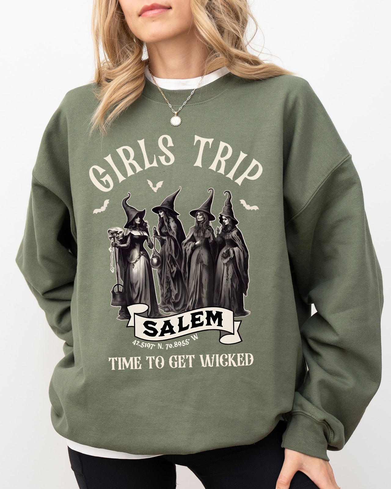 Girls Trip Salem Skeleton Ghost Witch Halloween Spooky Meme Costume Edition Sweatshirt