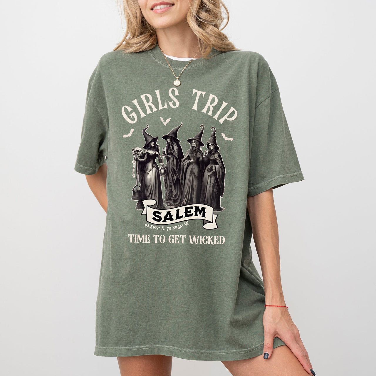 Girls Trip Salem Skeleton Ghost Witch Meme Halloween Spooky Costume Comfort Colors Tee