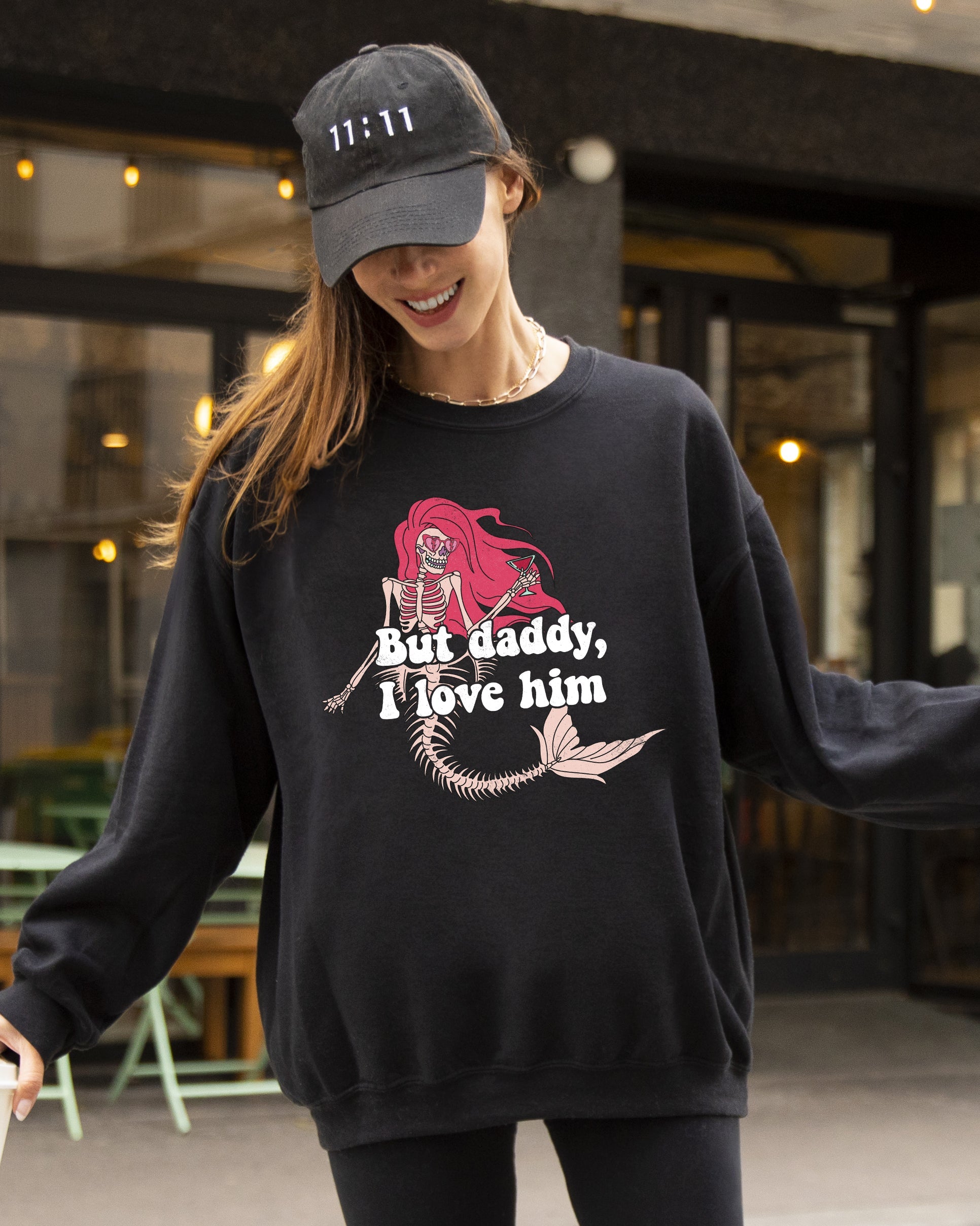 But Daddy I Love Him Mermaid Skeleton Ghost Witch Halloween Spooky Costume Sweatshirt