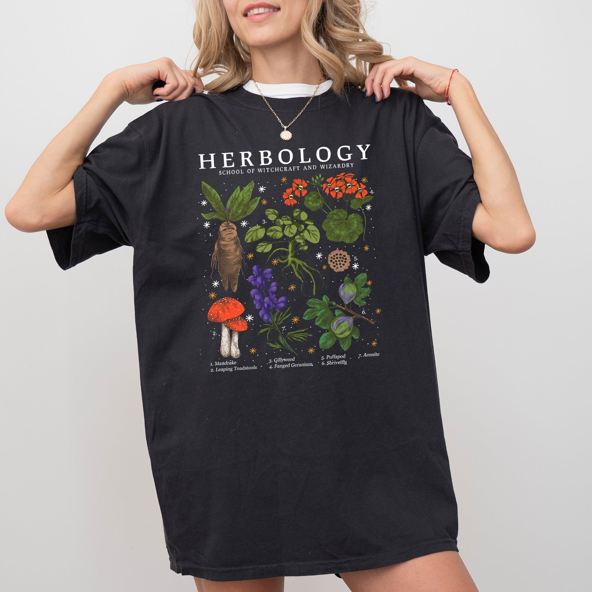 Herbology Mushroom Skeleton Ghost Witch Meme Halloween Spooky Costume Comfort Colors Tee