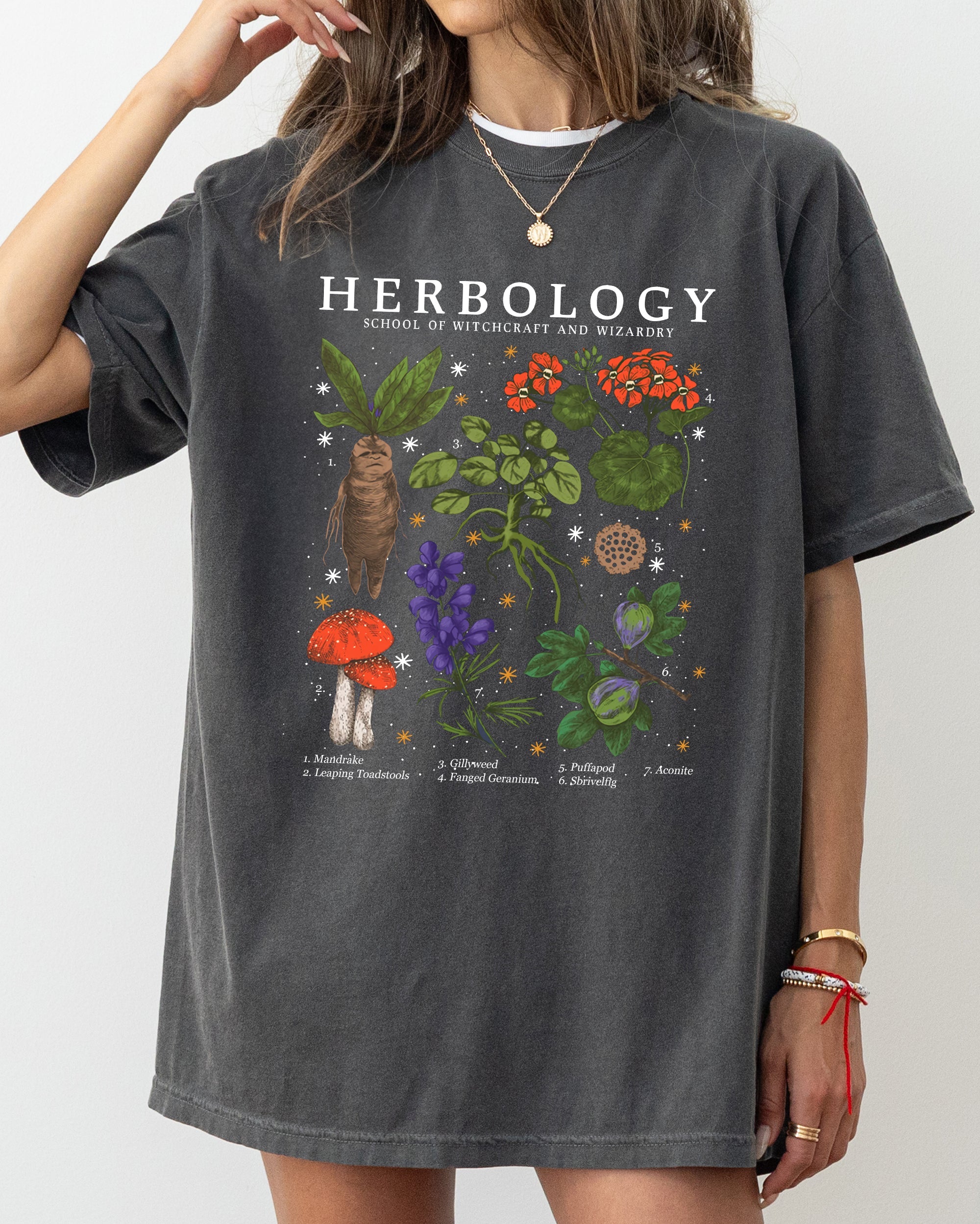 Herbology Mushroom Skeleton Ghost Witch Meme Halloween Spooky Costume Comfort Colors Tee