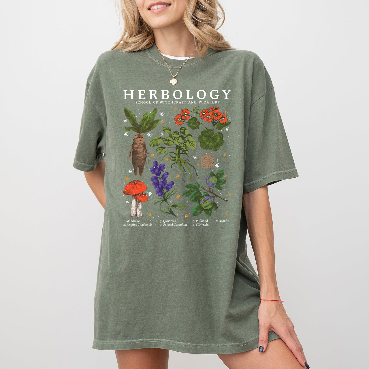Herbology Mushroom Skeleton Ghost Witch Meme Halloween Spooky Costume Comfort Colors Tee