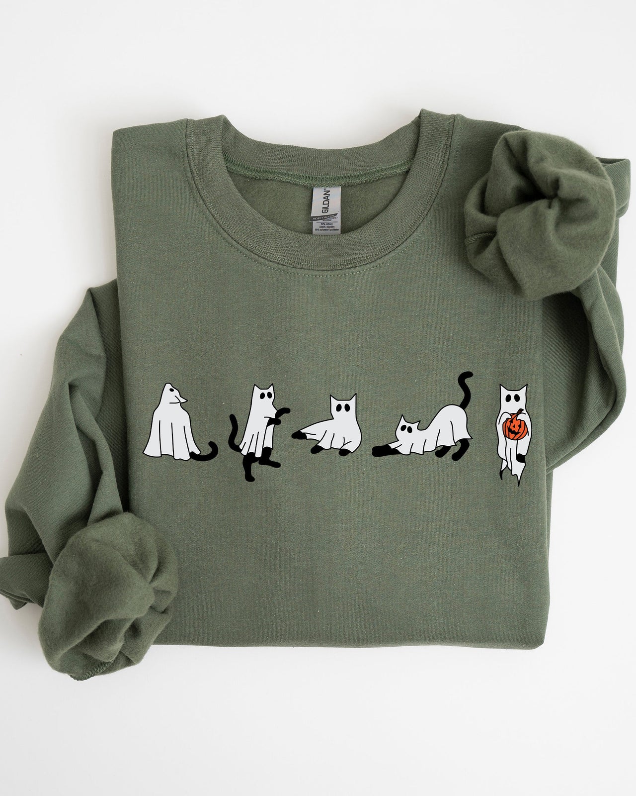 Cat Ghosts Skeleton Funny Witch Aesthetic Meme Halloween Spooky Costume Sweatshirt