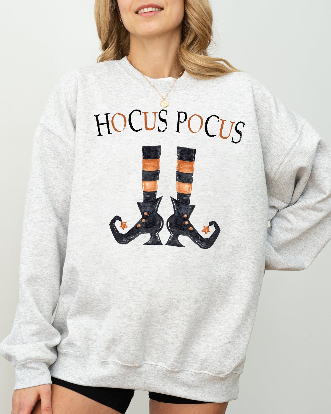 Hocus Pocus Boots Skeleton Witch Halloween Holiday Spooky Meme Costume Sweatshirt