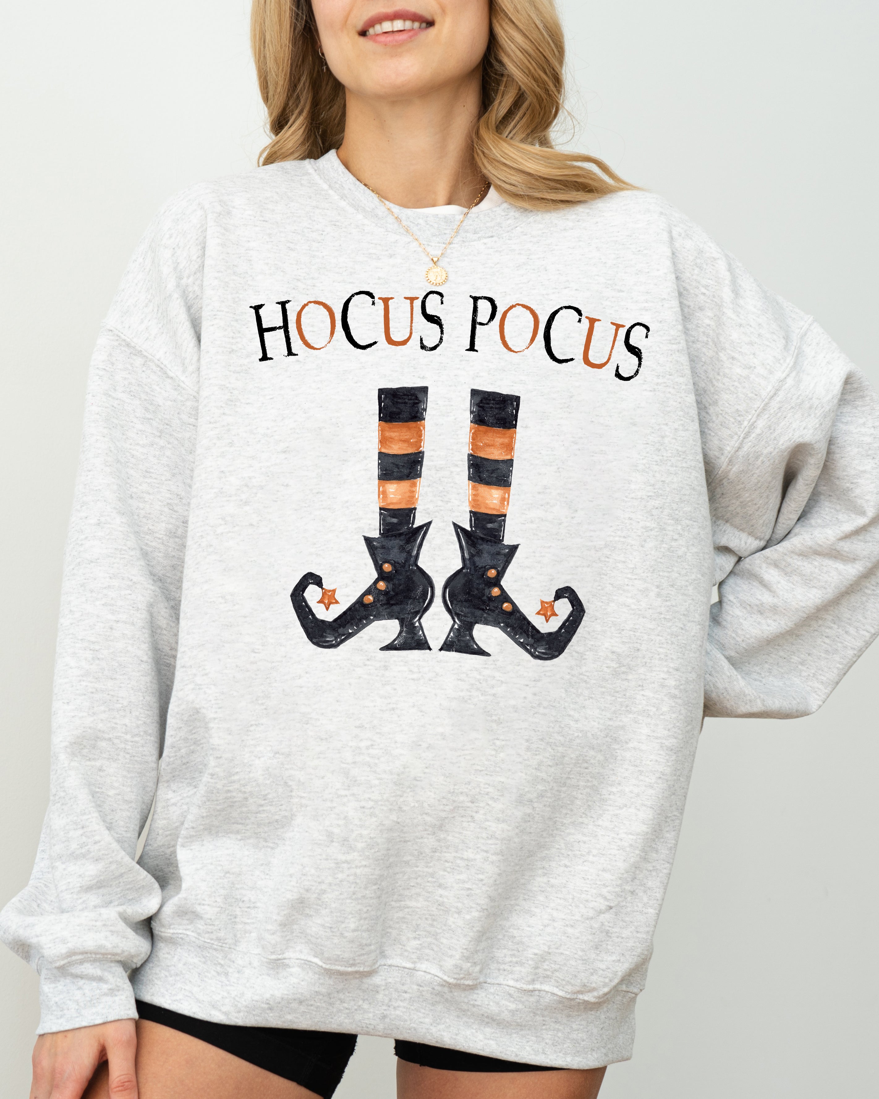 Hocus Pocus Boots Skeleton Witch Halloween Holiday Spooky Meme Costume Sweatshirt