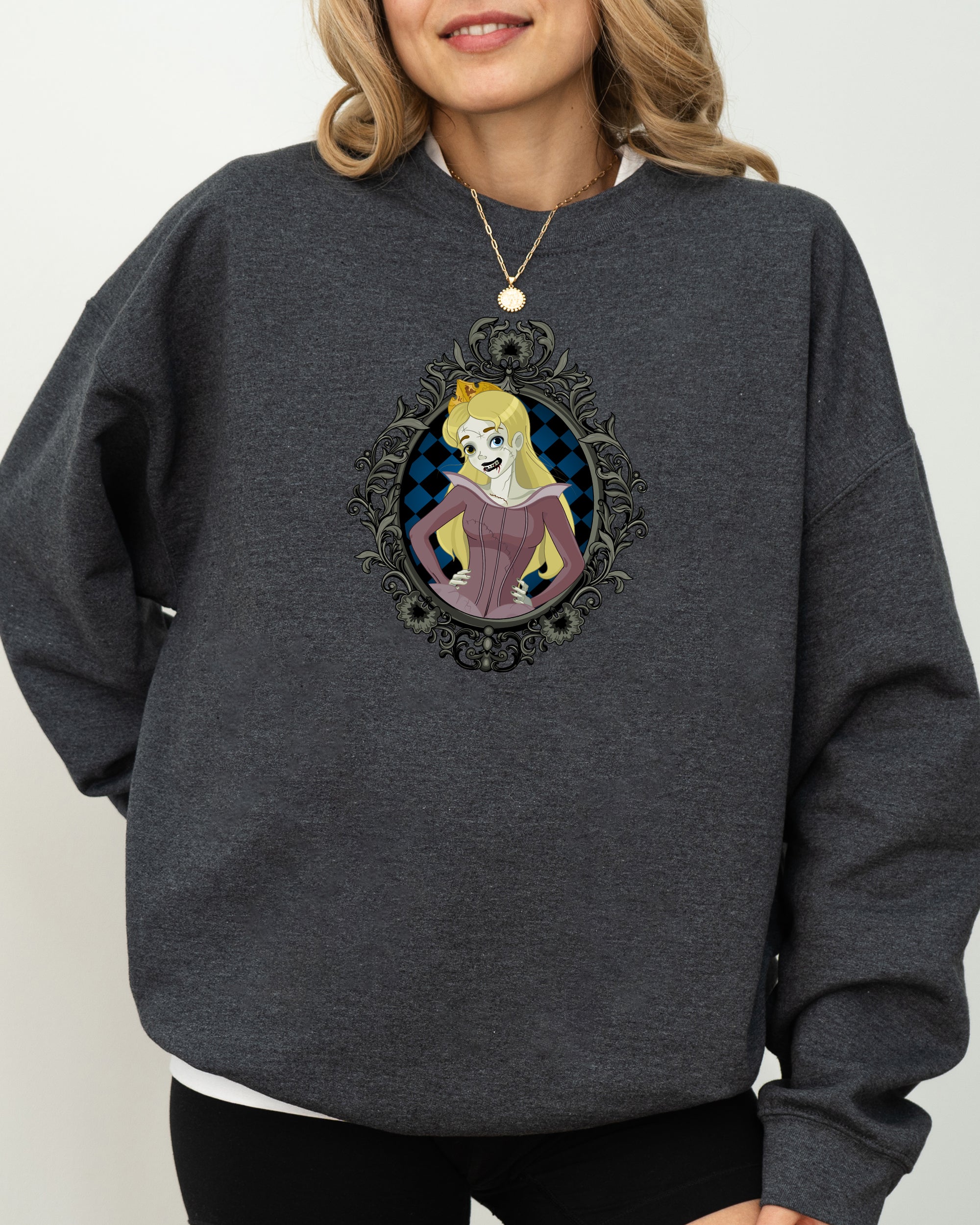 Sleeping Beauty Princess Skeleton Witch Halloween Meme Spooky Costume Sweatshirt