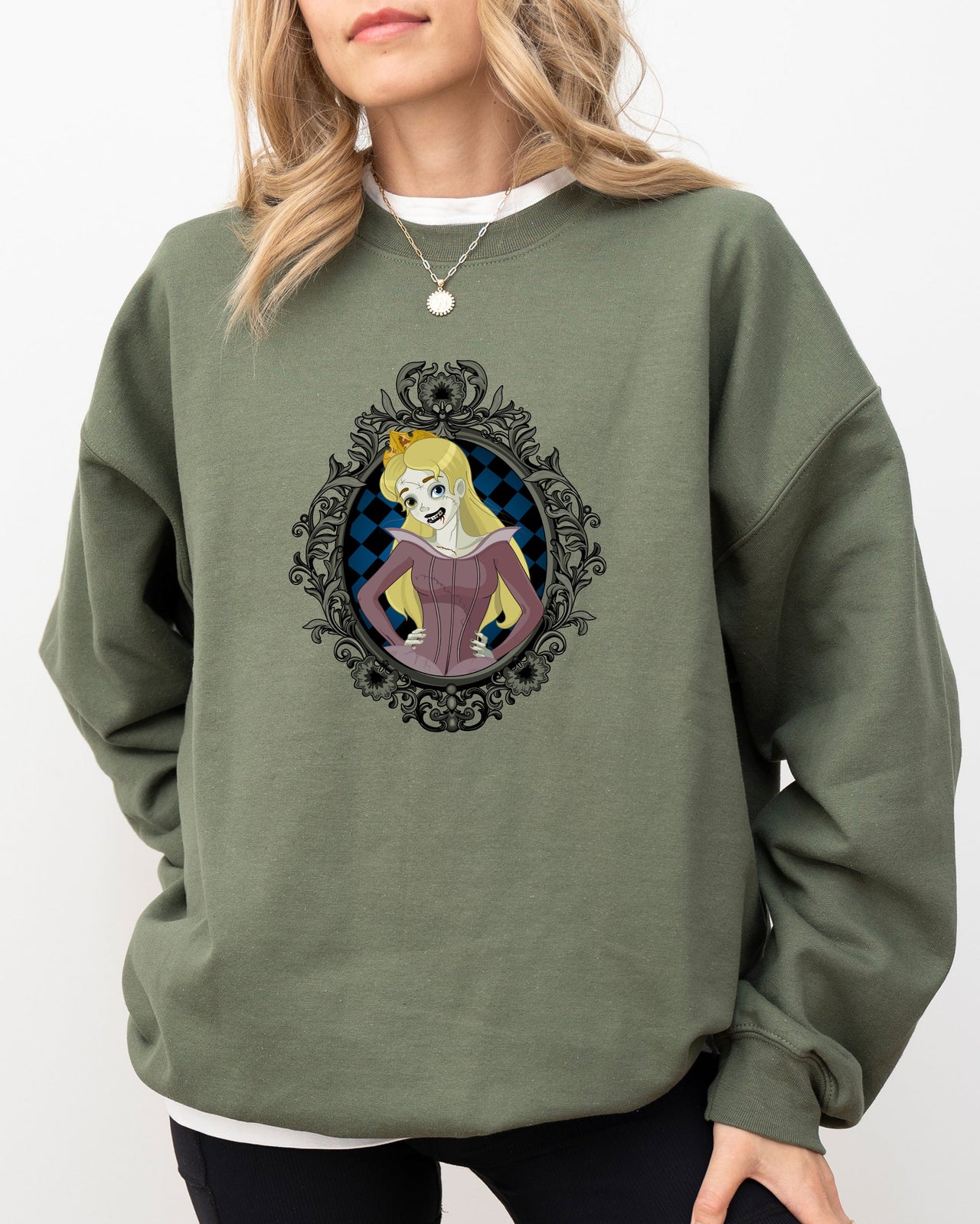 Sleeping Beauty Princess Skeleton Witch Halloween Meme Spooky Costume Sweatshirt