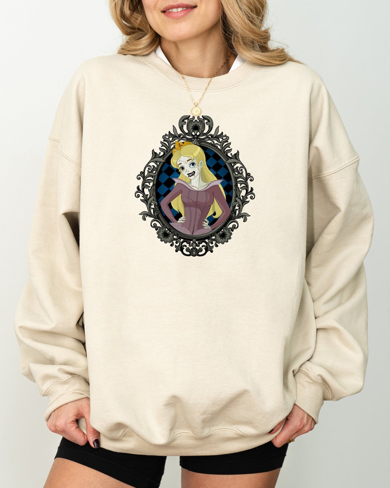 Sleeping Beauty Princess Skeleton Witch Halloween Meme Spooky Costume Sweatshirt