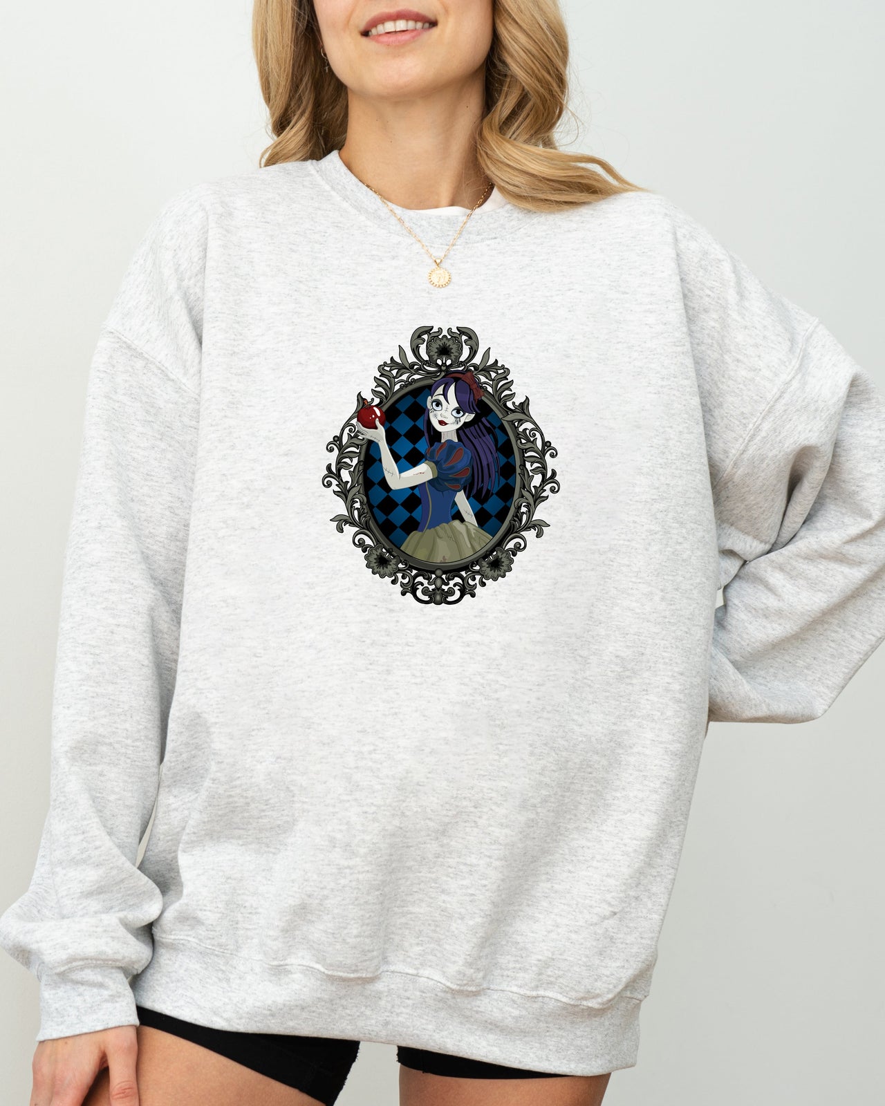 Snow White Princess Skeleton Witch Meme Halloween Spooky Costume Graphic Sweatshirt