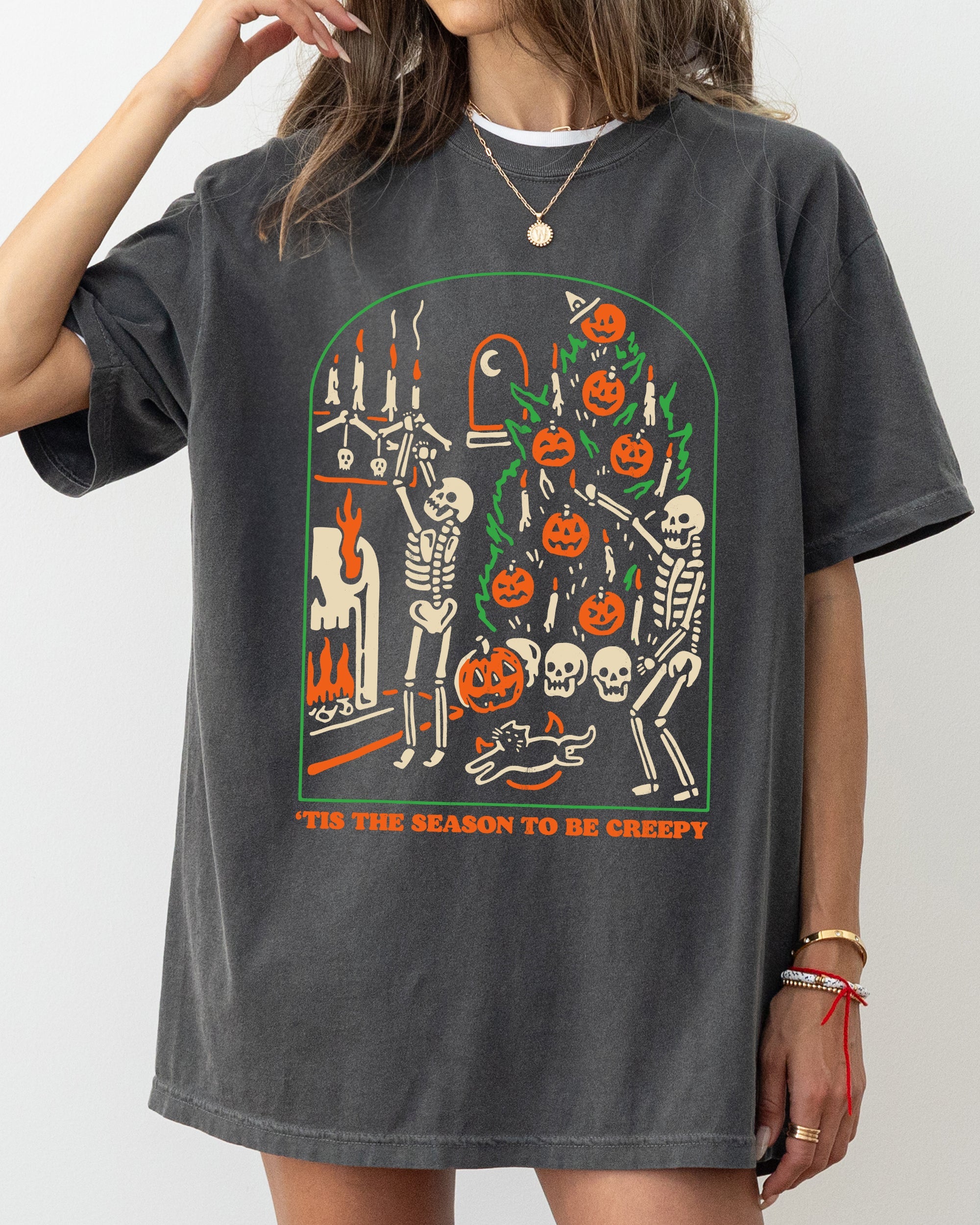 Tis The Season To Be Creepy Spooky Skeleton Witch Halloween Costume Comfort Colors Tee