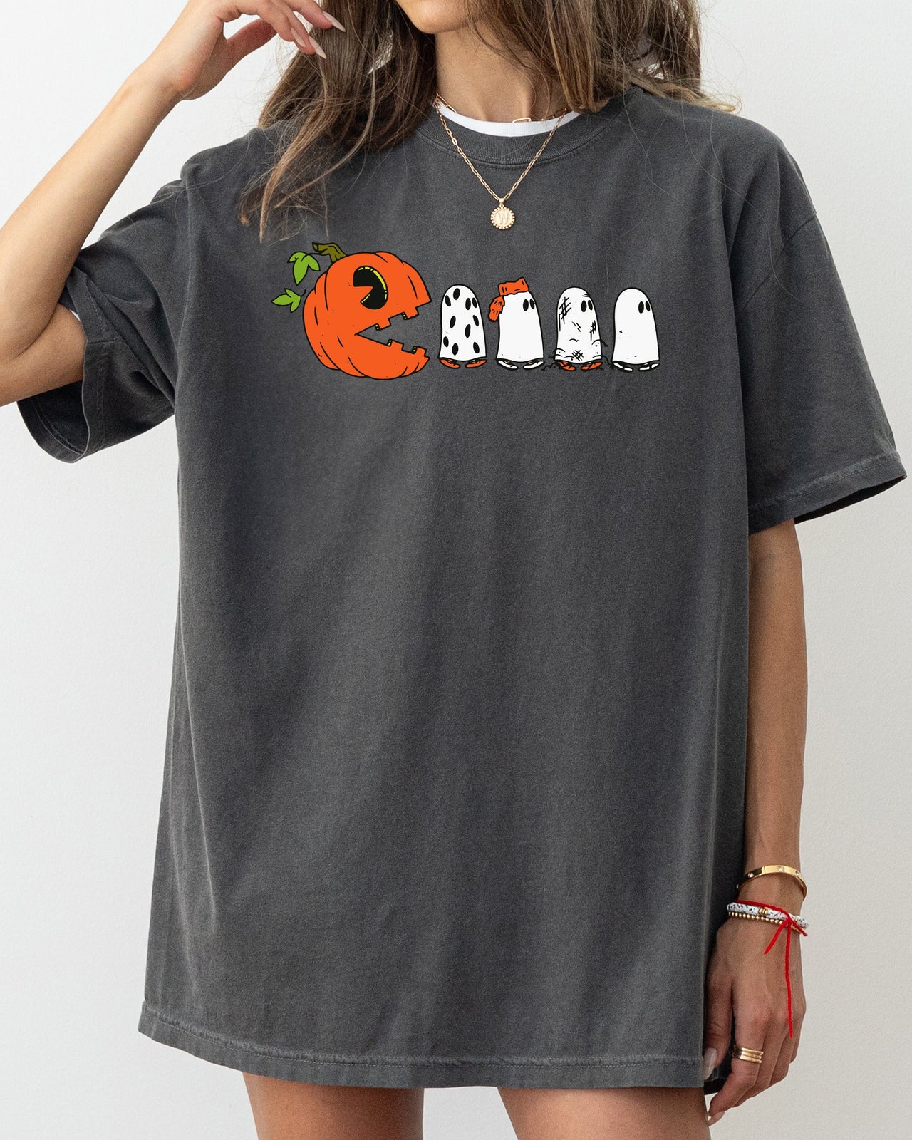 Pacman Pumpkin Spooky Skeleton Witch Meme Halloween Costume Collection Comfort Colors Tee