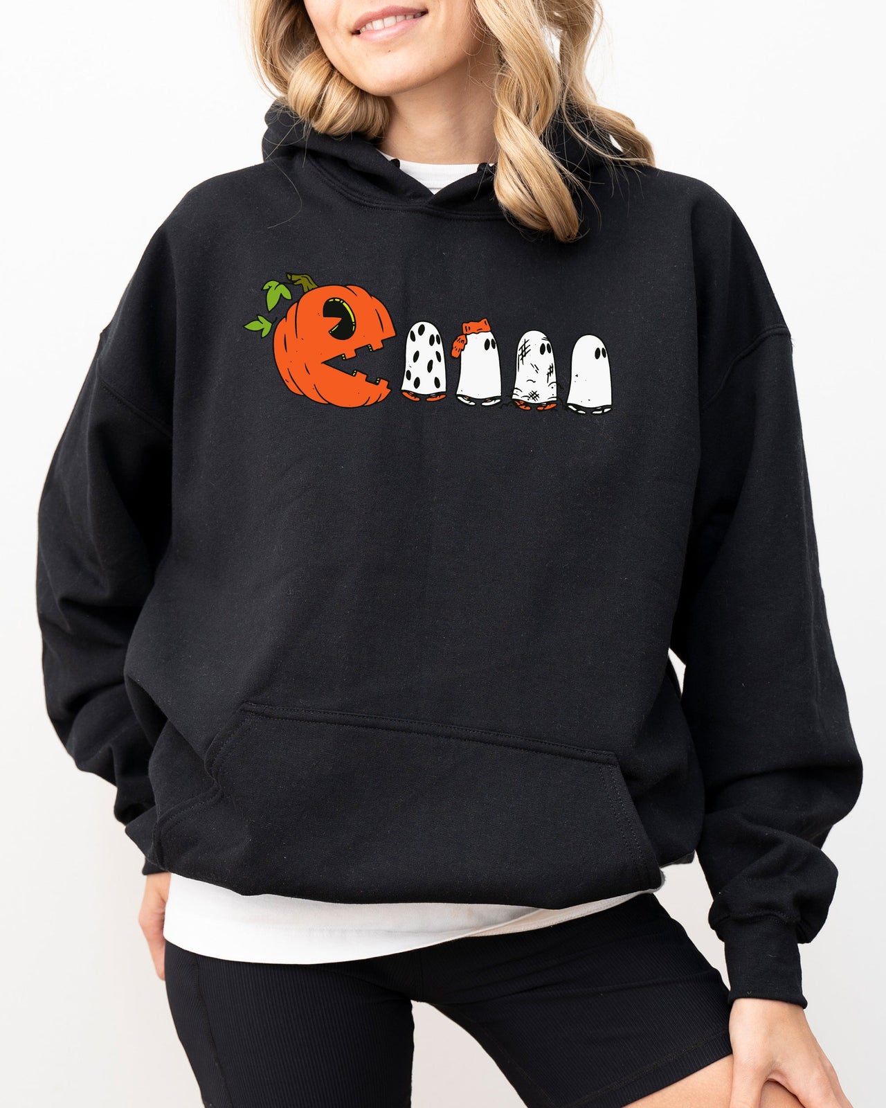 Pacman Pumpkin Spooky Skeleton Witch Aesthetic Meme Halloween Costume Graphic Hoodie