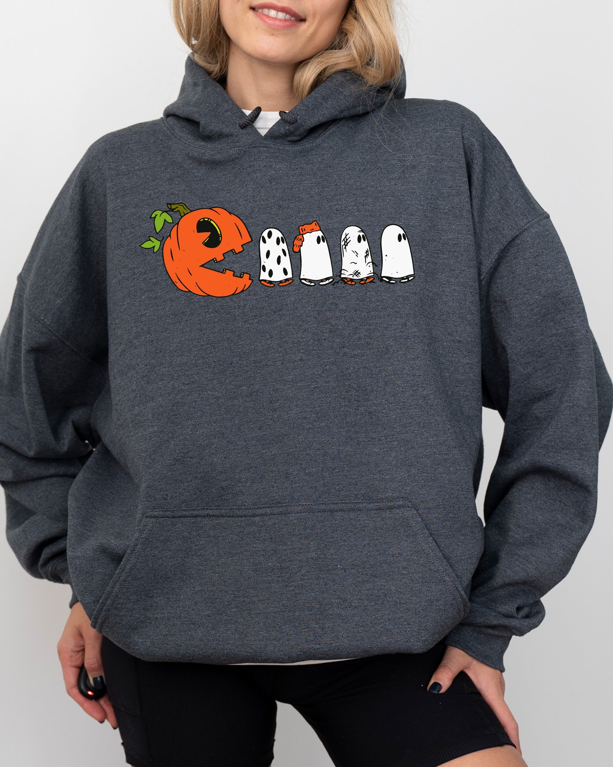 Pacman Pumpkin Spooky Skeleton Witch Aesthetic Meme Halloween Costume Graphic Hoodie