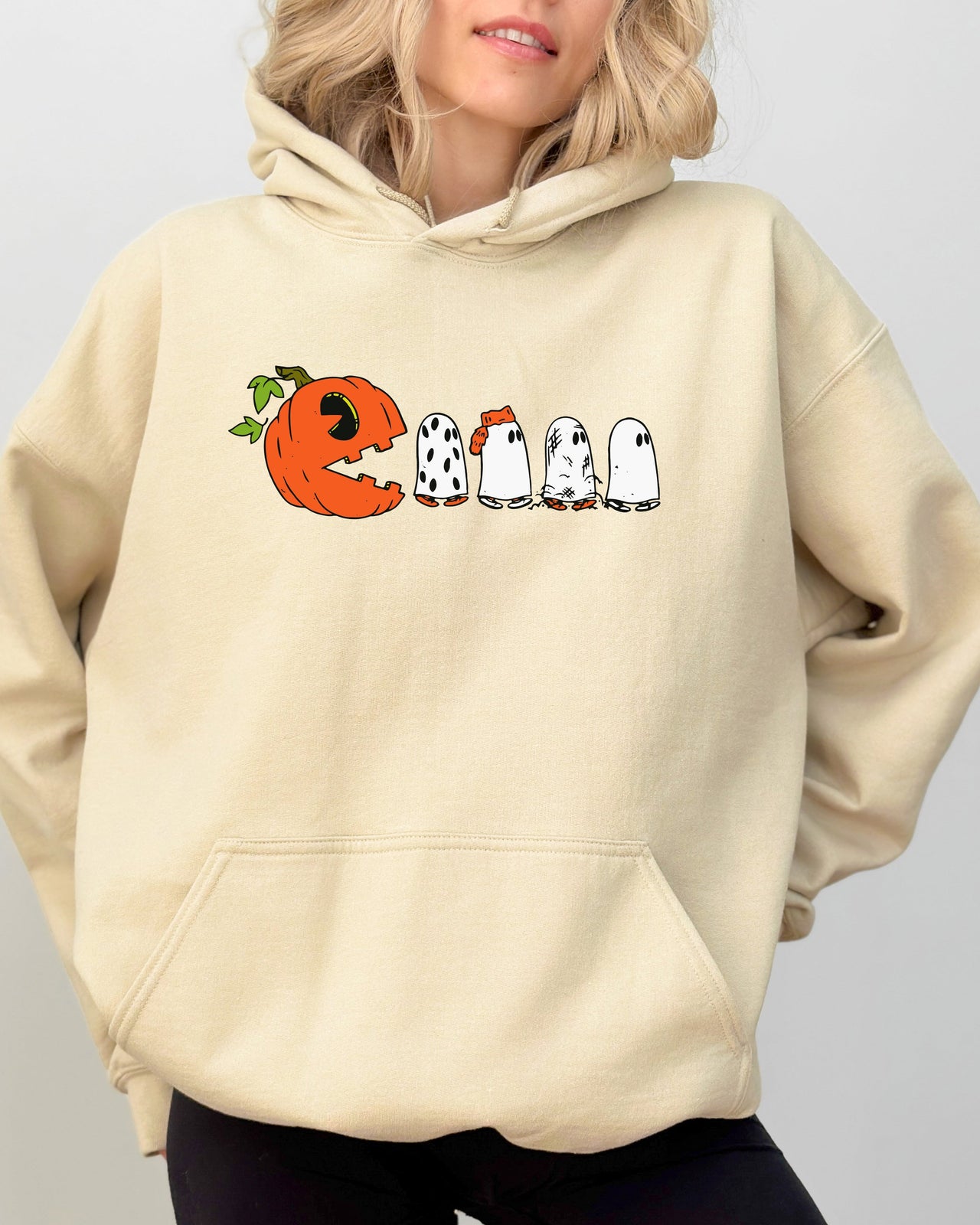 Pacman Pumpkin Spooky Skeleton Witch Aesthetic Meme Halloween Costume Graphic Hoodie