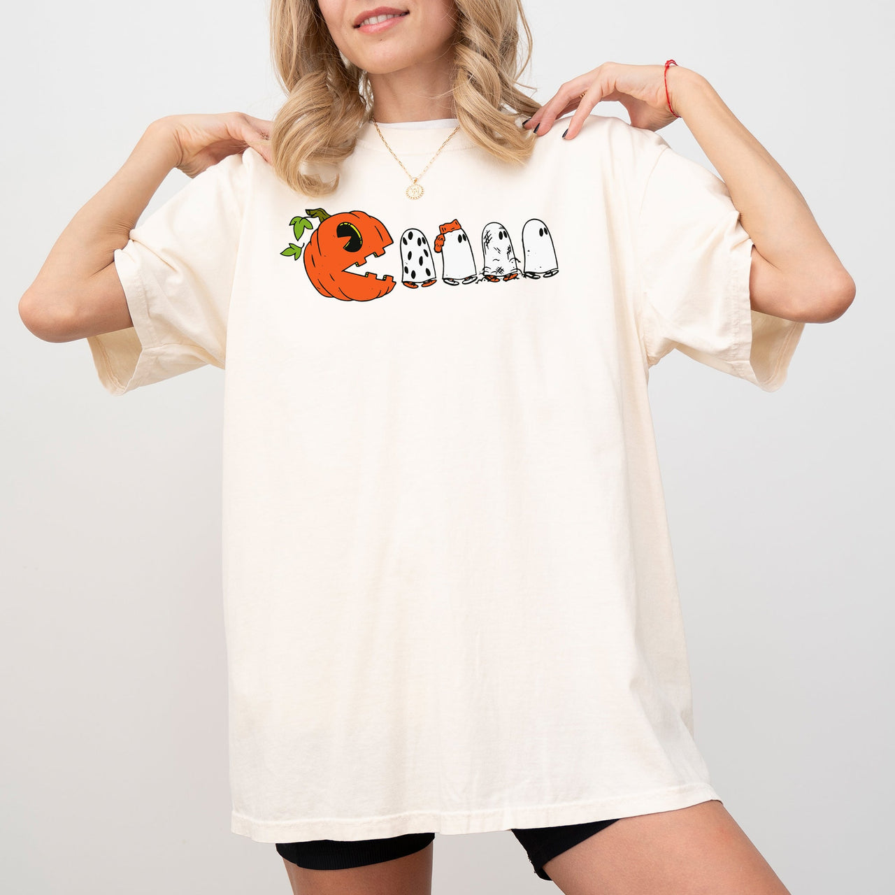 Pacman Pumpkin Spooky Skeleton Witch Meme Halloween Costume Collection Comfort Colors Tee