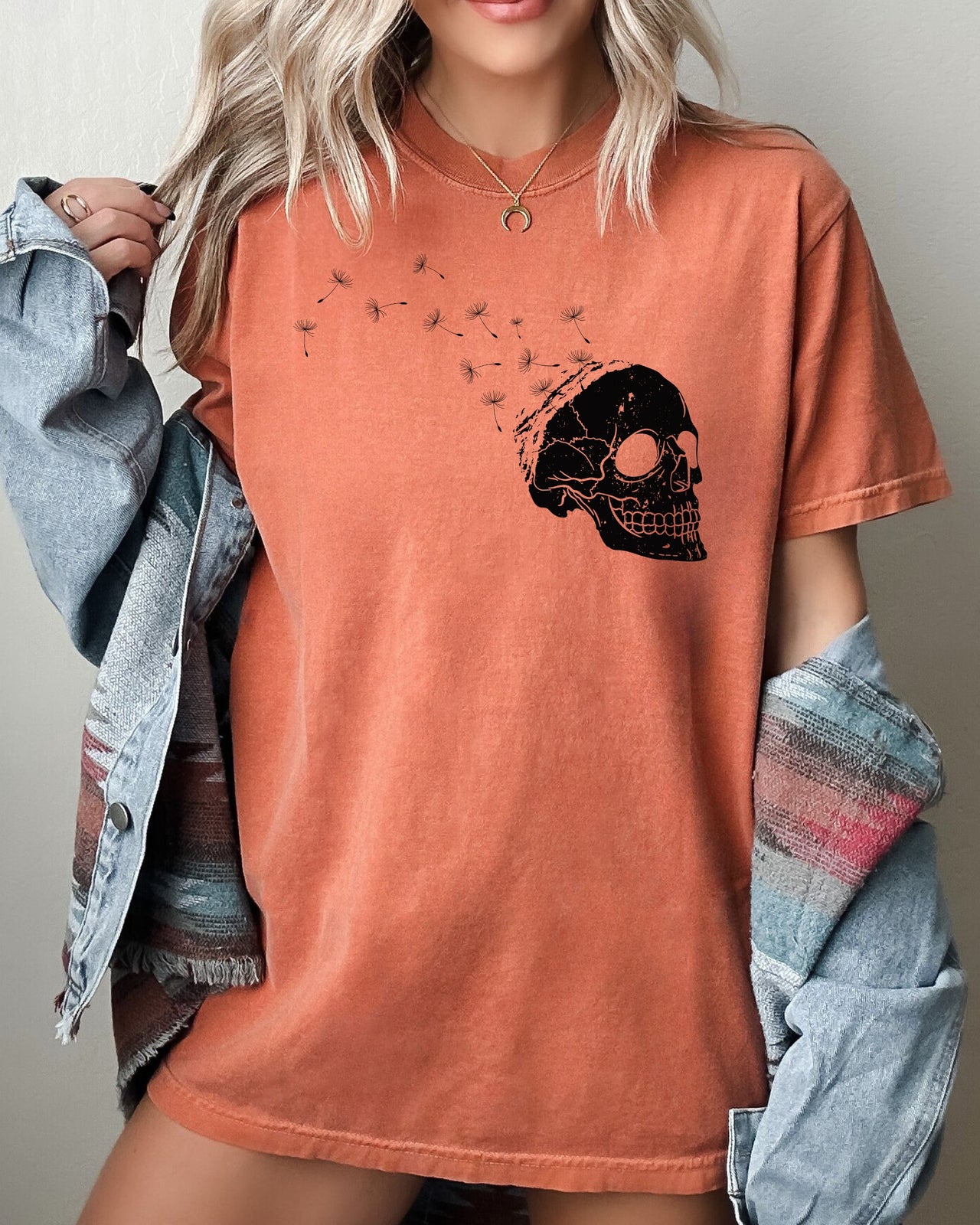 Dandelion Skull Spooky Skeleton Witch Halloween Costume Meme Funny Graphic Comfort Colors Tee