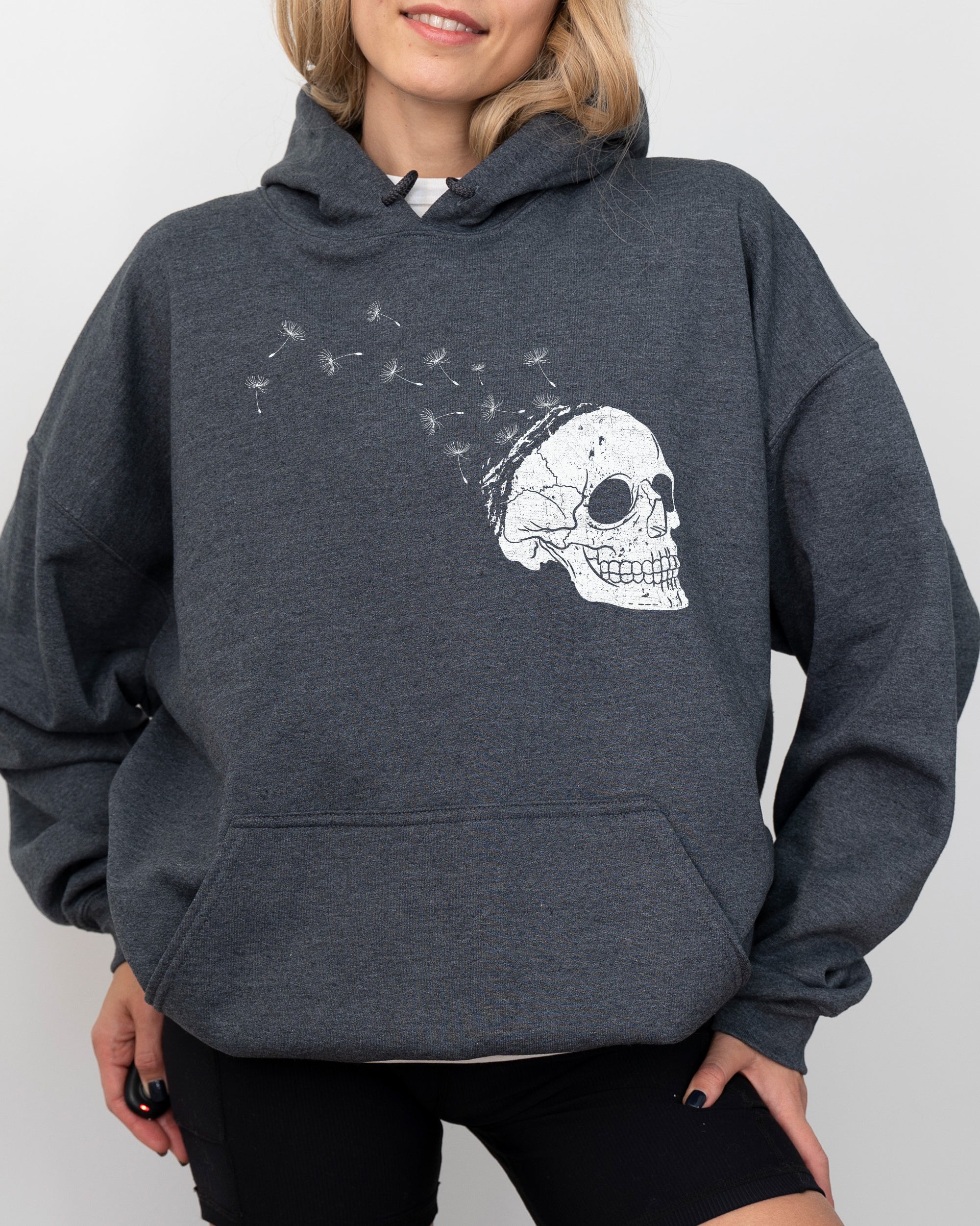 Dandelion Skull Spooky Skeleton Witch Aesthetic Meme Halloween Costume Hooded Sweatshirt