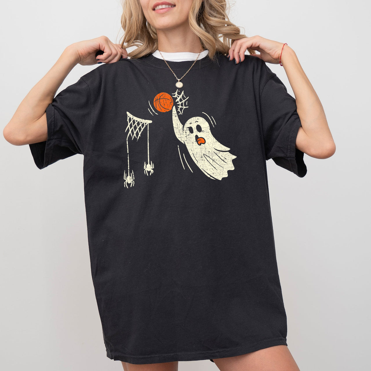 Basketball Ghost Spooky Skeleton Witch Meme Halloween Costume Comfort Colors Tee