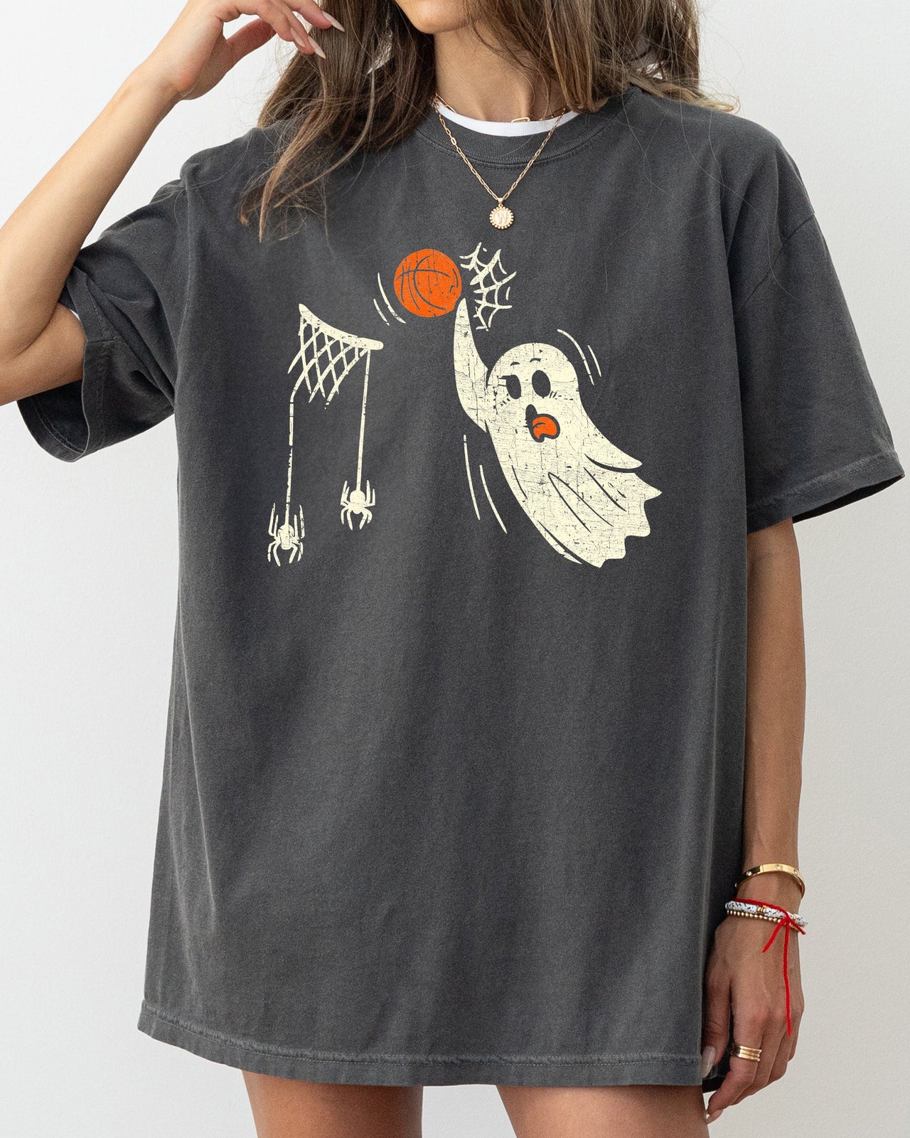 Basketball Ghost Spooky Skeleton Witch Meme Halloween Costume Comfort Colors Tee
