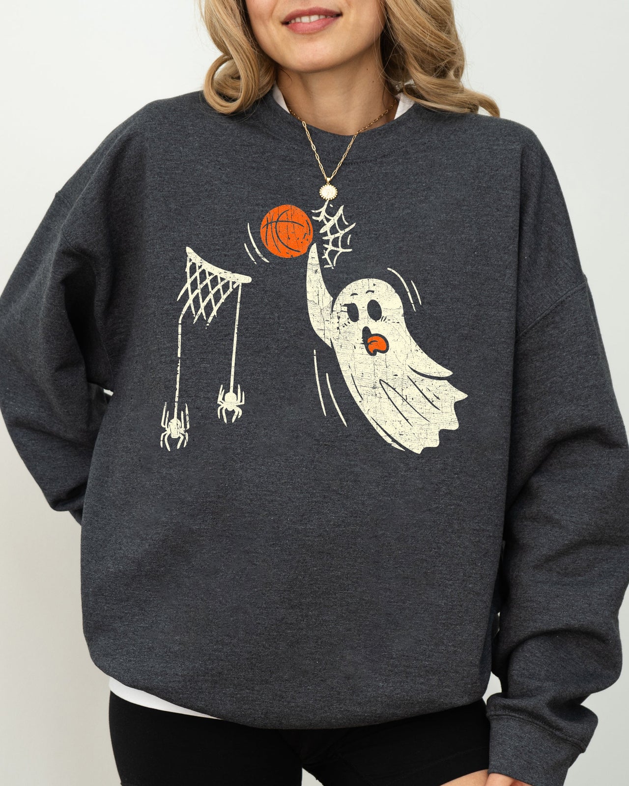 Basketball Ghost Spooky Skeleton Witch Meme Halloween Costume Graphic Sweatshirt