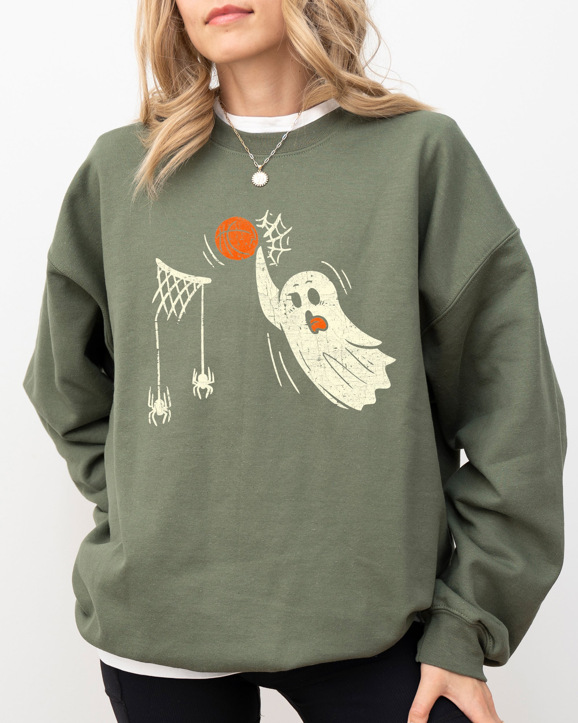 Basketball Ghost Spooky Skeleton Witch Meme Halloween Costume Graphic Sweatshirt
