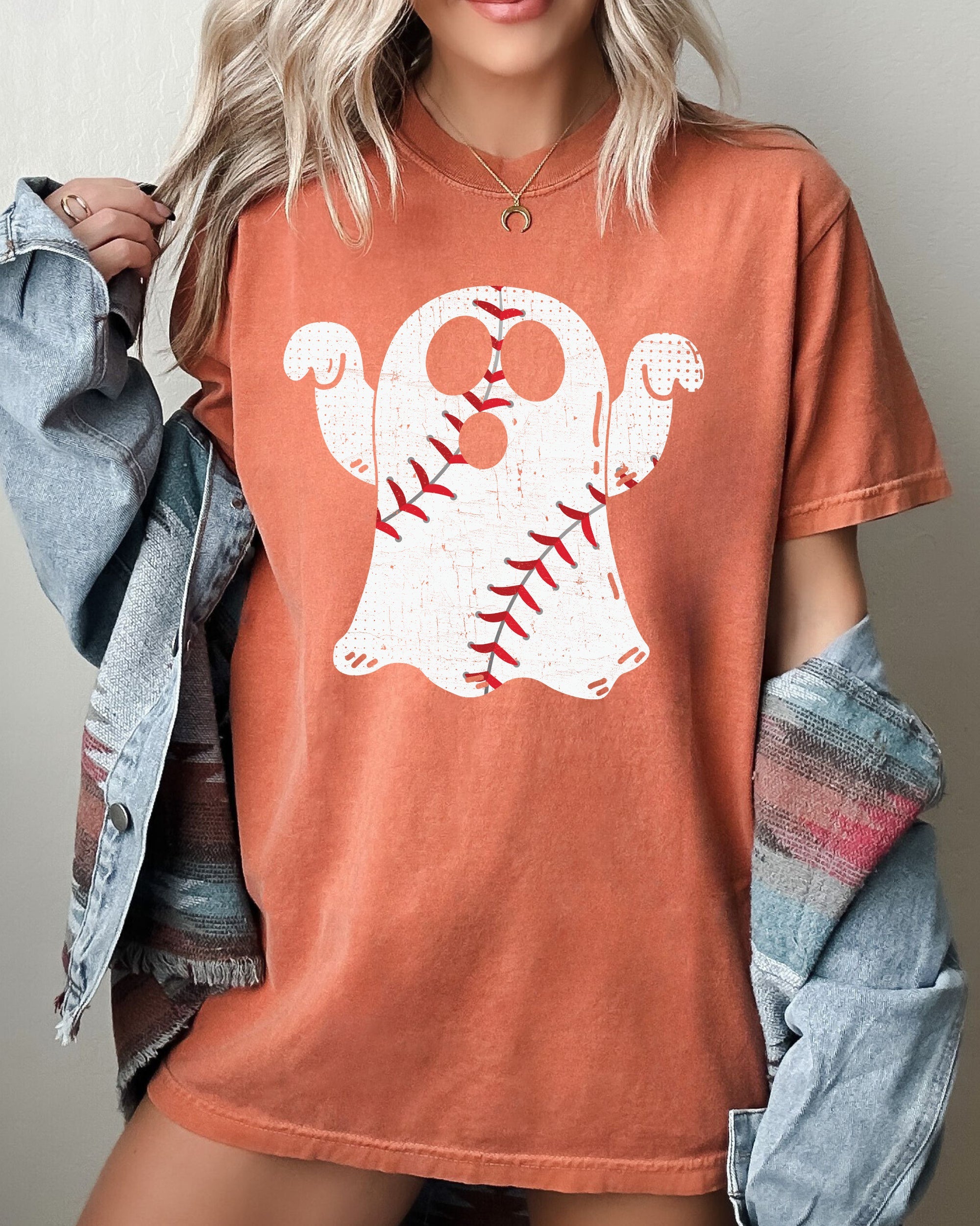 Baseball Ghost Spooky Skeleton Witch Meme Halloween Costume Art Comfort Colors Tee