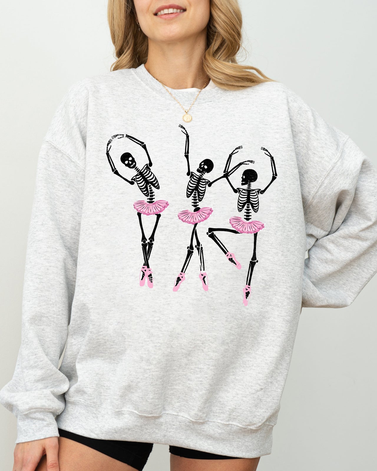 Dancing Skeleton Ladies Ghost Spooky Witch Meme Halloween Seasonal Graphic Sweatshirt