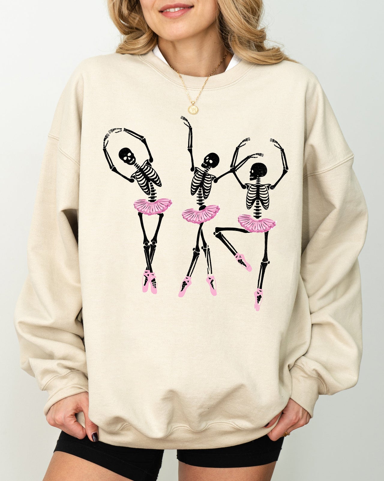 Dancing Skeleton Ladies Ghost Spooky Witch Meme Halloween Seasonal Graphic Sweatshirt