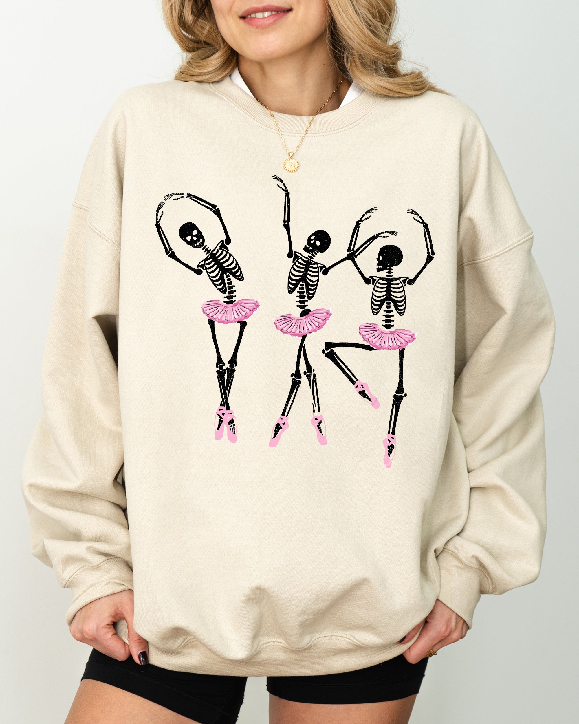 Dancing Skeleton Ladies Ghost Spooky Witch Meme Halloween Seasonal Graphic Sweatshirt