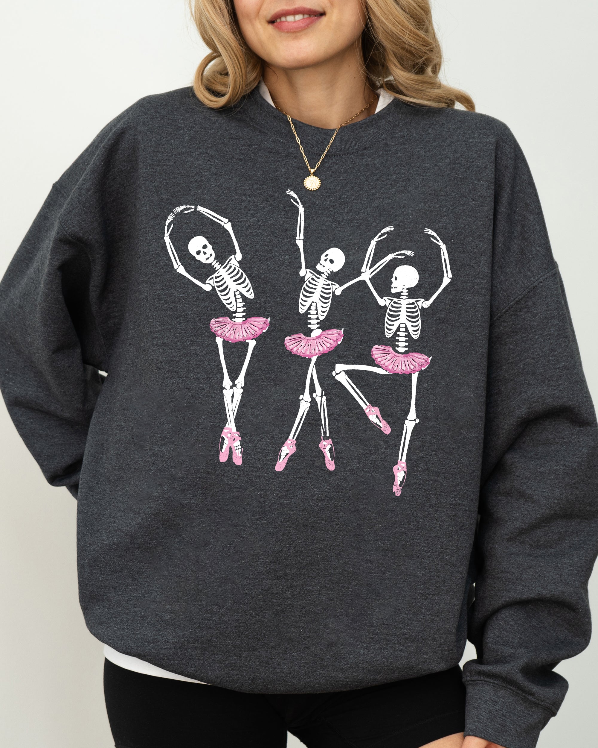 Dancing Skeleton Ladies Ghost Spooky Witch Meme Halloween Seasonal Graphic Sweatshirt